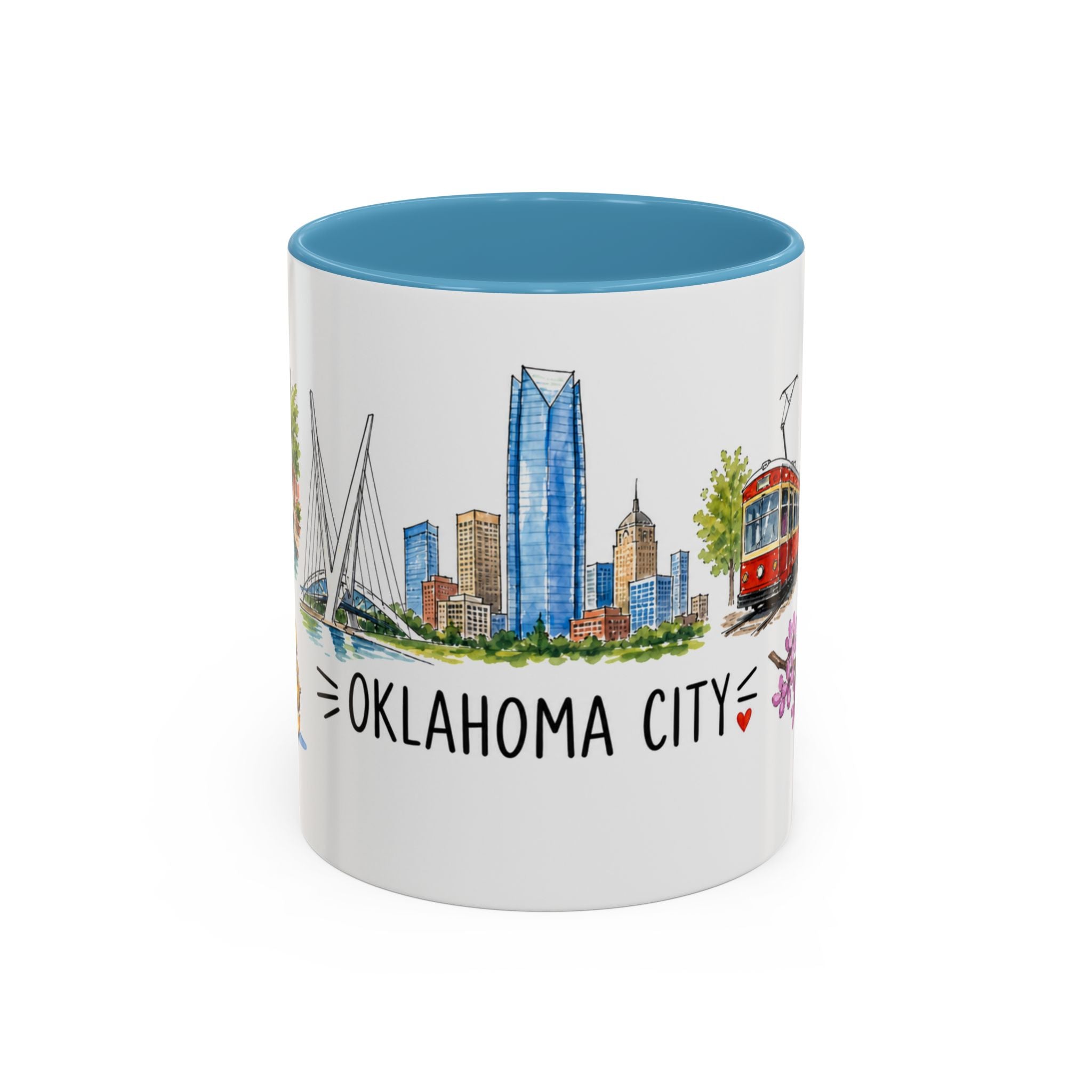 Oklahoma City Illustrated Travel Mug | City Souvenir Accent Coffee Mug | 11oz 15oz Ceramic Cup