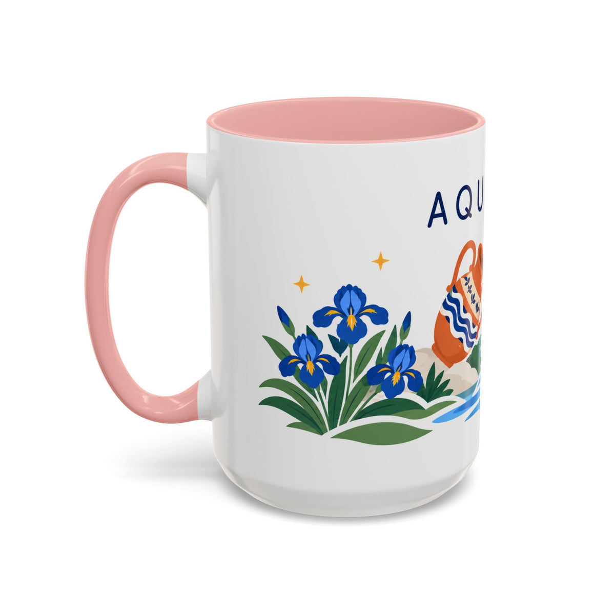 Aquarius Zodiac Coffee Mug | Water Bearer Design | Astrology Birthday Gift | 11 oz 15 oz Ceramic Accent Mug