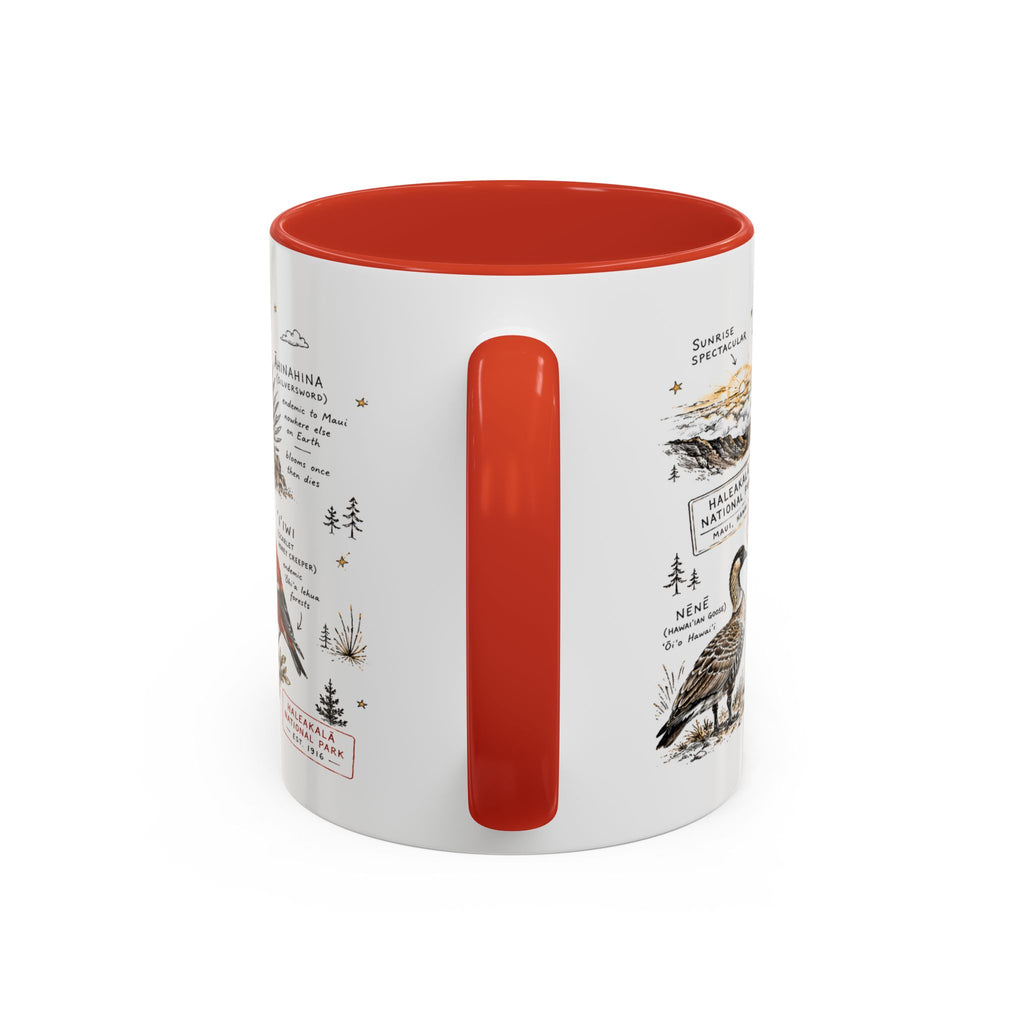 Haleakala National Park Coffee Mug | Hawaii Maui Sunrise Crater Gift | Accent Color Ceramic 11oz 15oz