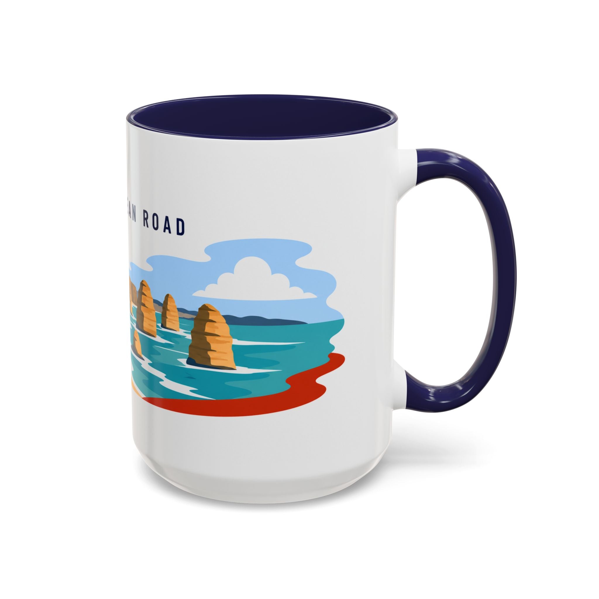 Great Ocean Road Coffee Mug | Travel Destination Souvenir Gift | Accent Color Ceramic 11oz 15oz