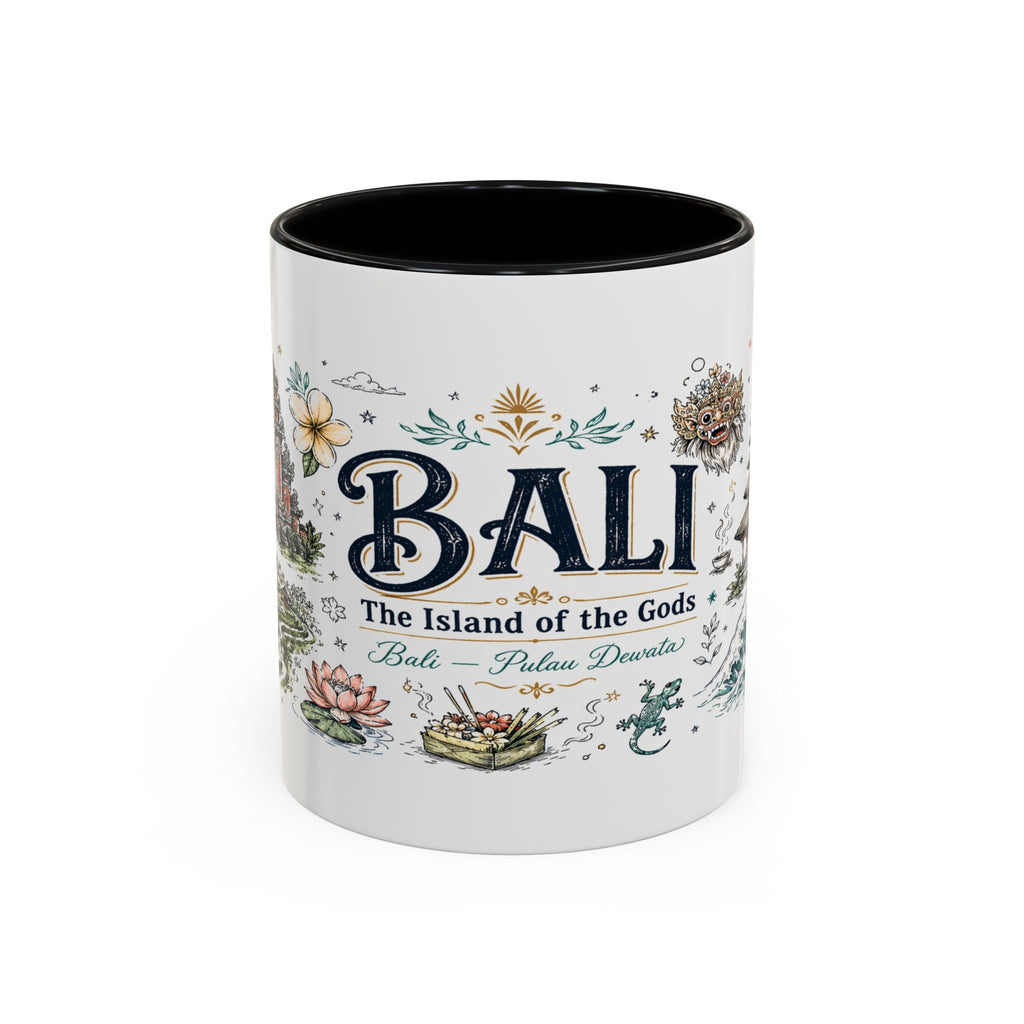 Bali Coffee Mug | Indonesia Souvenir Travel Gift | Accent Color Ceramic 11oz 15oz