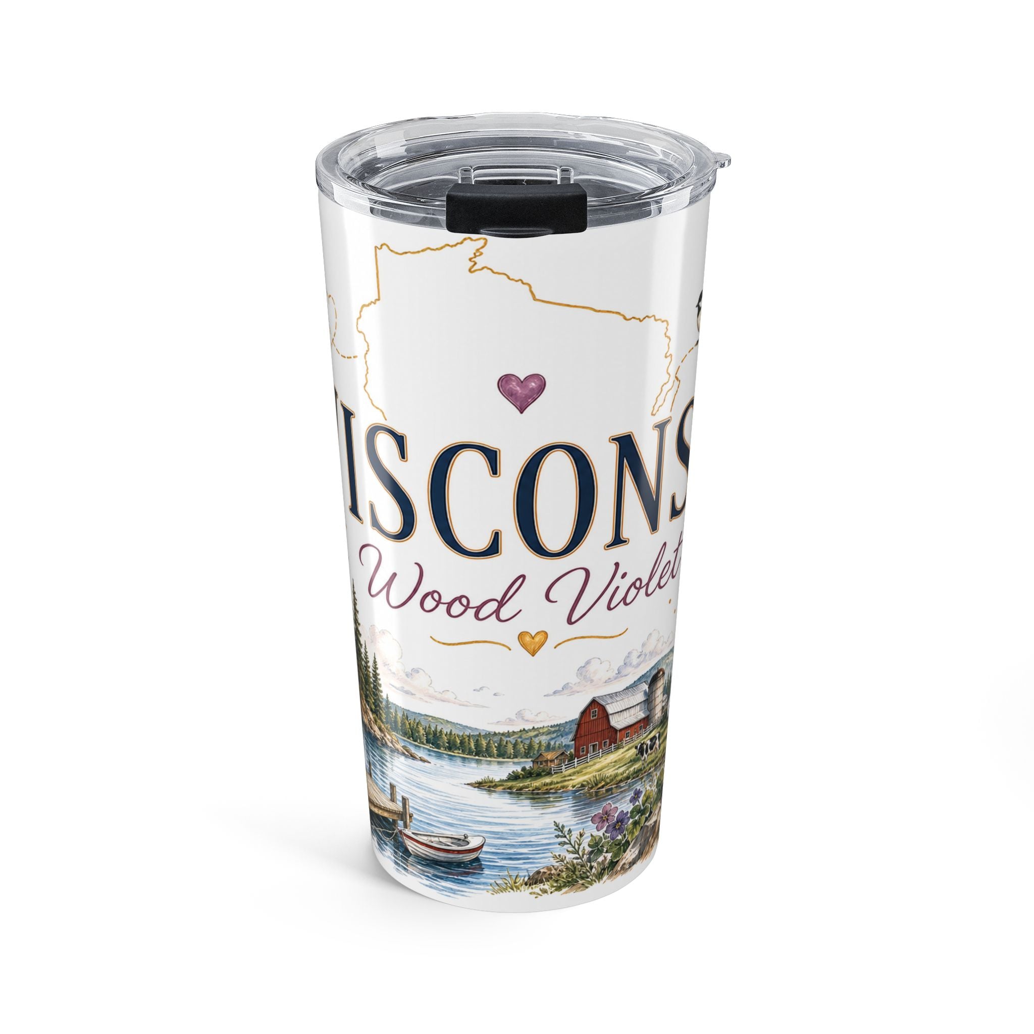 Wisconsin State Flower 20oz Tumbler | Wood Violet Botanical State Flower Gift | Insulated Stainless Steel Travel Cup