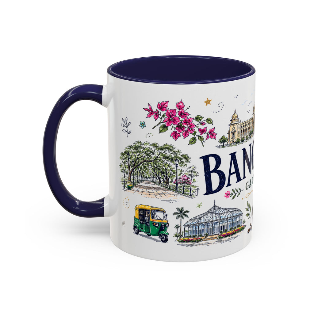 Bangalore Coffee Mug | India Souvenir Travel Gift | Accent Color Ceramic 11oz 15oz