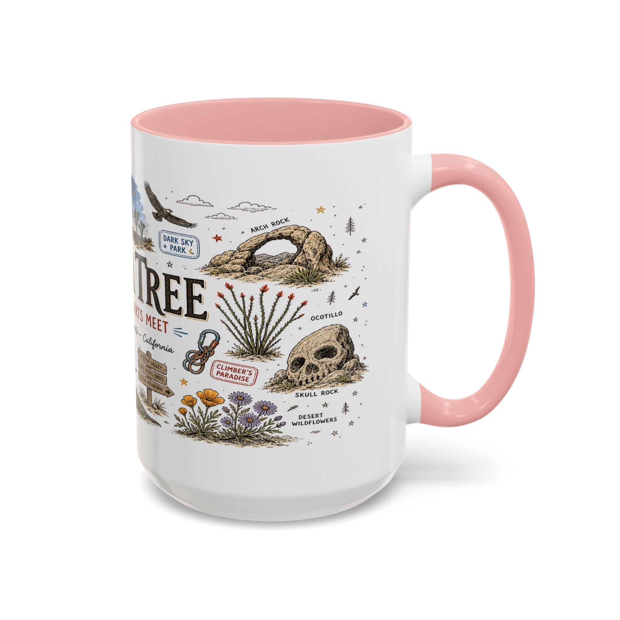 Joshua Tree Coffee Mug | National Park Desert Camping Gift | Accent Color Ceramic 11oz 15oz
