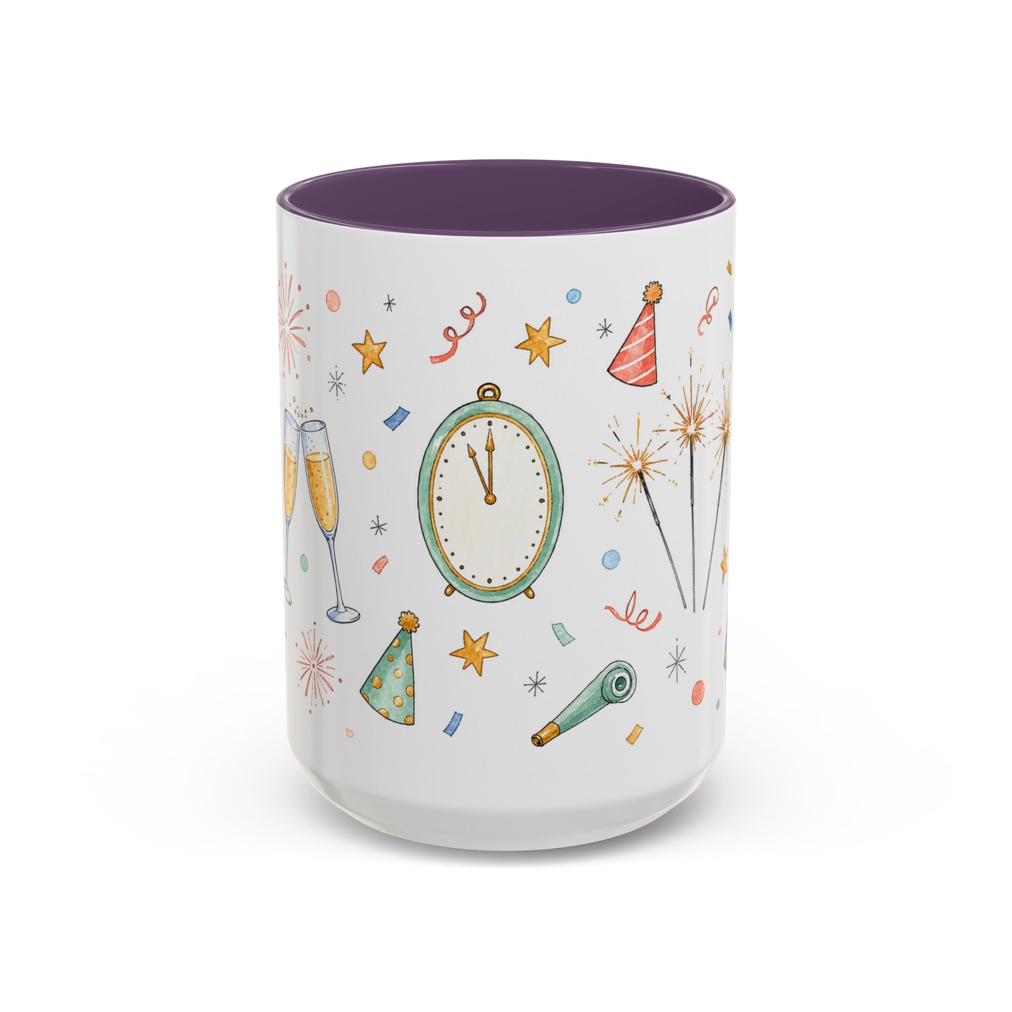 New Year Sparkler Mug | Champagne Toast Watercolor Party Gift | Accent Cup 11oz 15oz