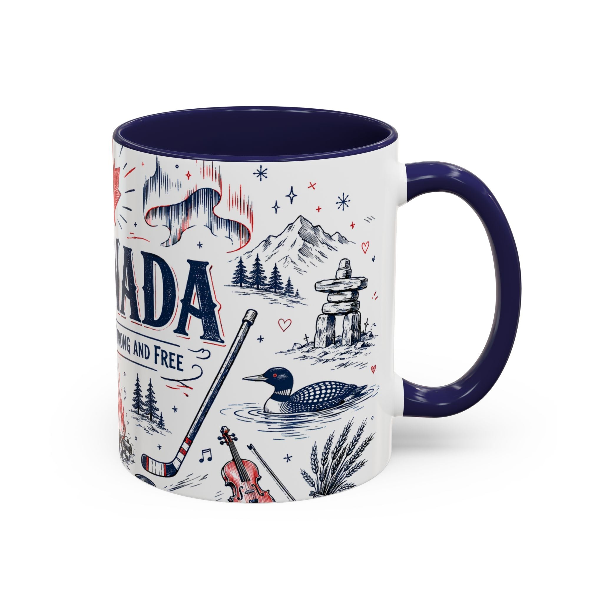 O Canada True North Coffee Mug | Canadian Pride Gift | Accent Color Ceramic 11oz 15oz