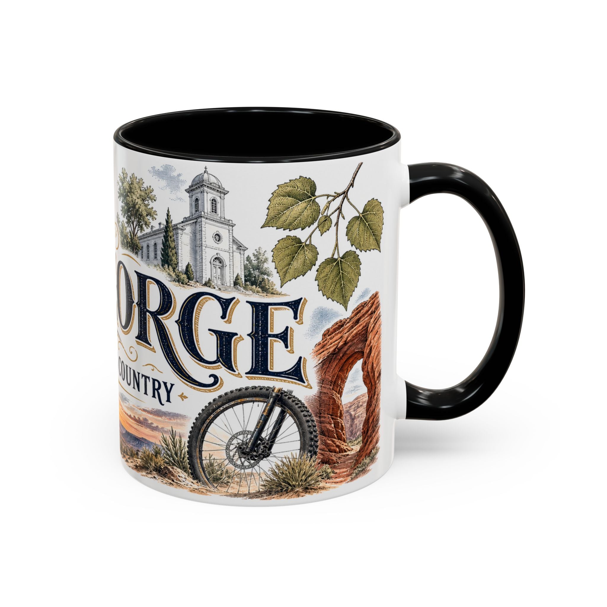 St George Coffee Mug | United States Travel Souvenir | Vintage Illustrated City Gift | 11 oz 15 oz Accent Mug