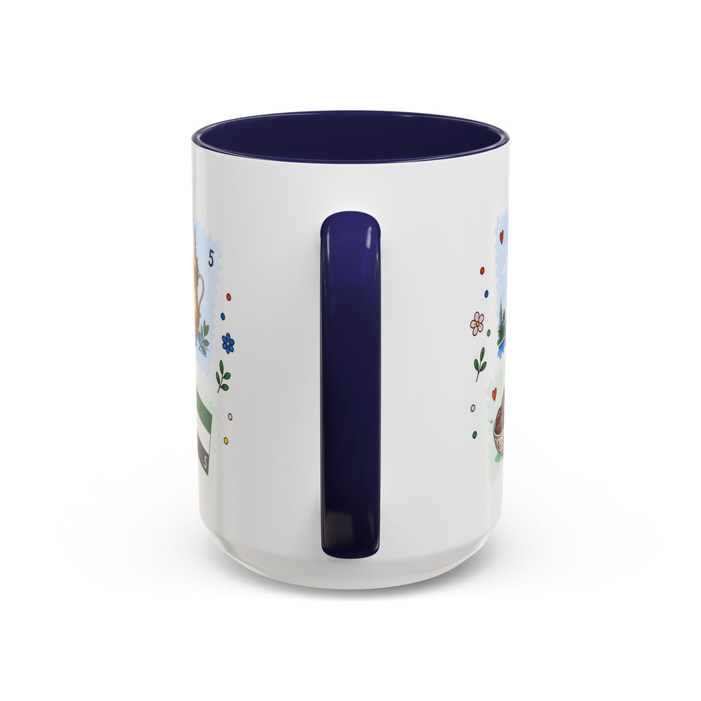 Dubai Coffee Mug | Postage Stamp Collage Mug | Travel Souvenir Accent Cup 11oz 15oz