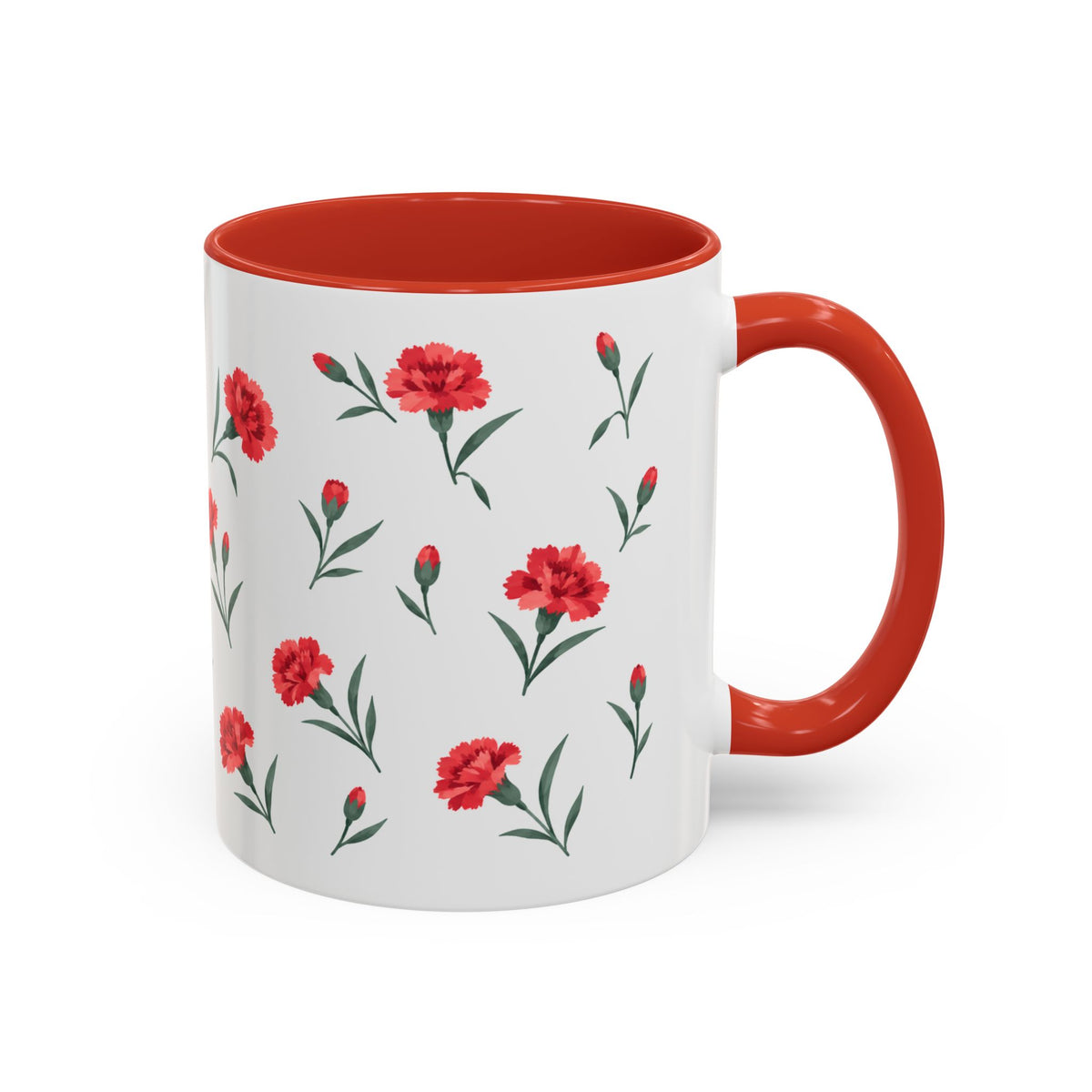 Ohio Scarlet Carnation Mug, State Flower Floral Coffee Cup, 11oz Botanical Gift
