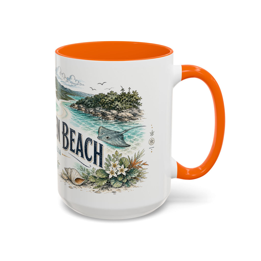 Whitehaven Beach Mug, Australia Travel Souvenir, Bucket List Gift, Accent Ceramic Coffee Mug 11oz 15oz