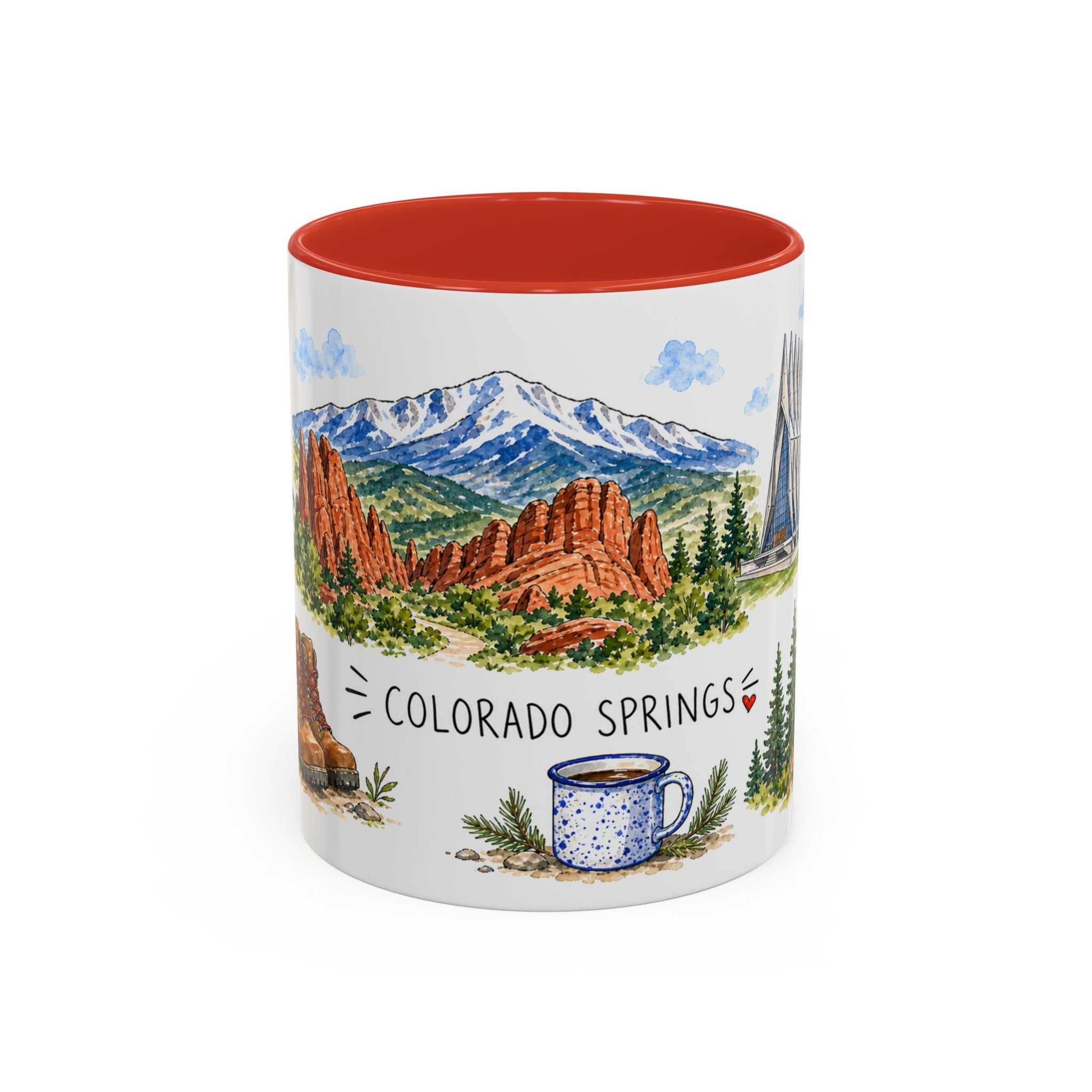 Colorado Springs Illustrated Travel Mug | City Souvenir Accent Coffee Mug | 11oz 15oz Ceramic Cup