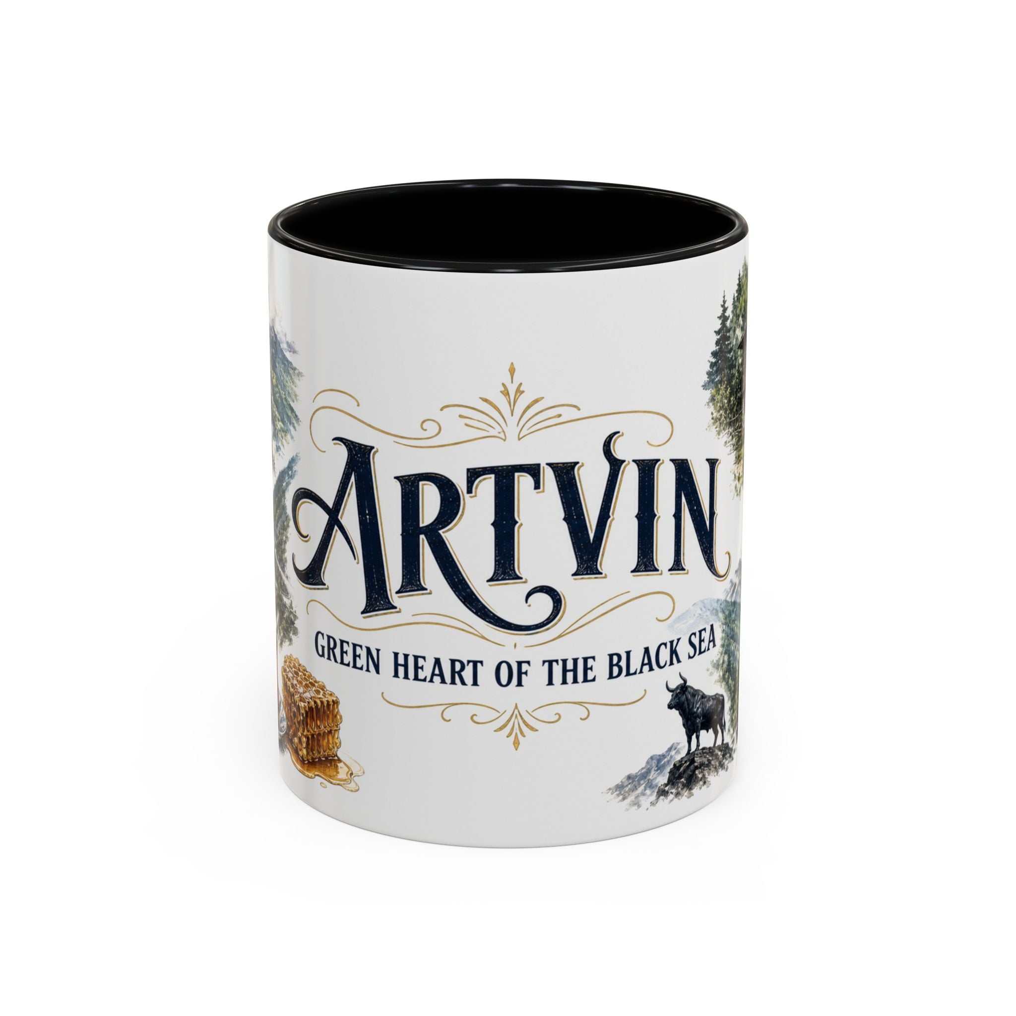 Artvin Coffee Mug | Turkey Travel Souvenir | Vintage Illustrated City Gift | 11 oz 15 oz Accent Mug