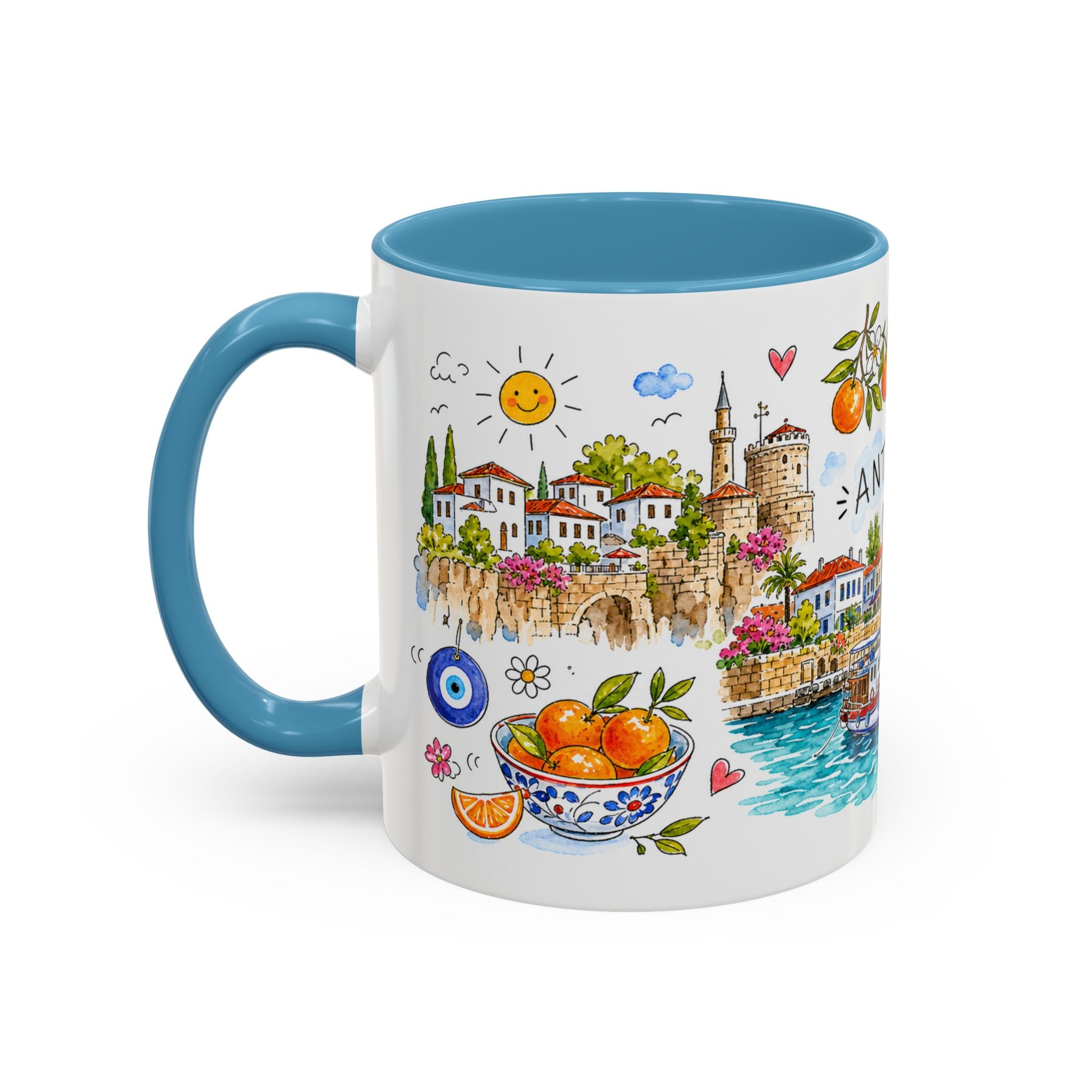 Antalya Travel Mug | European City Souvenir Accent Coffee Mug | 11oz 15oz Ceramic Cup