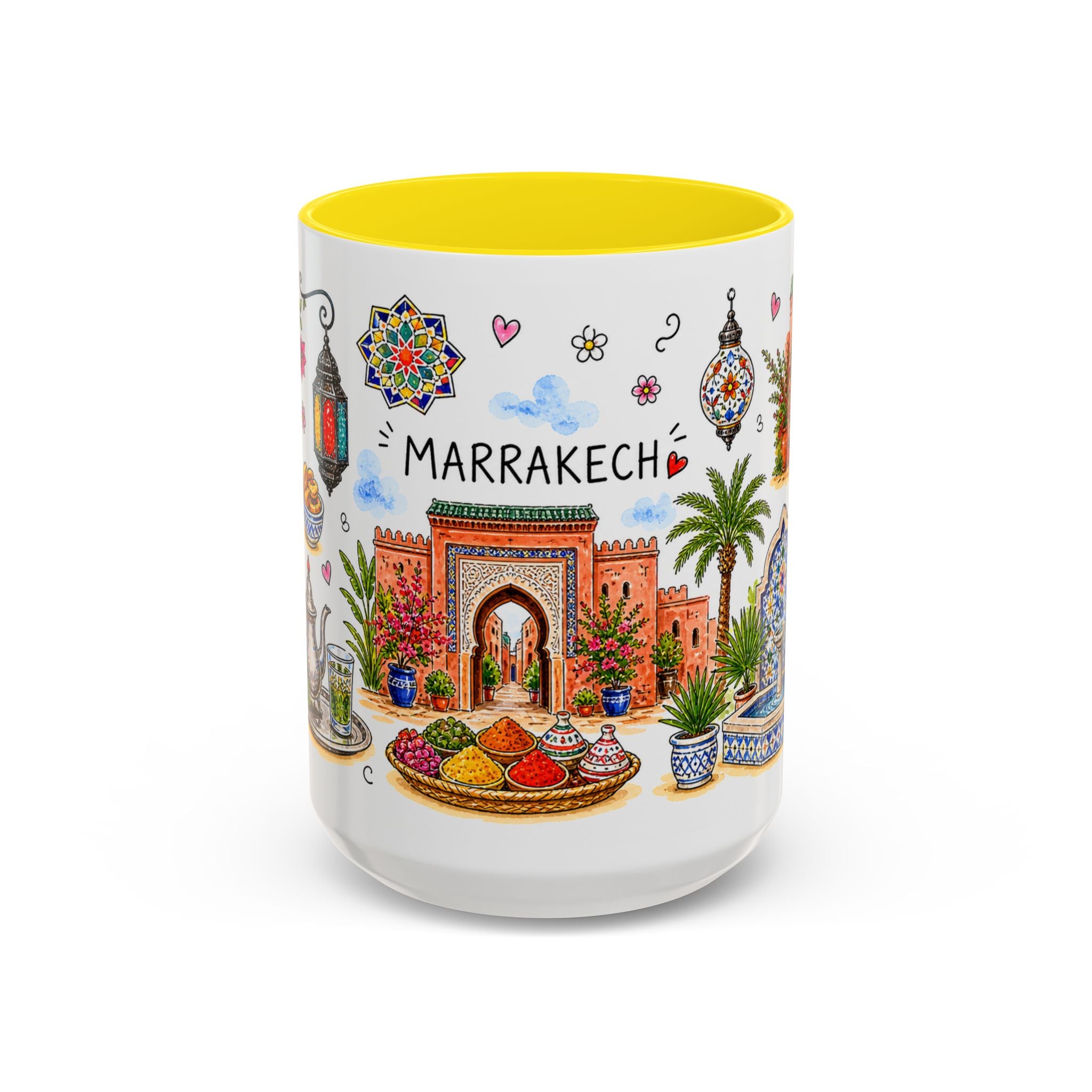 Marrakech Illustrated Travel Mug | City Souvenir Accent Coffee Mug | 11oz 15oz Ceramic Cup