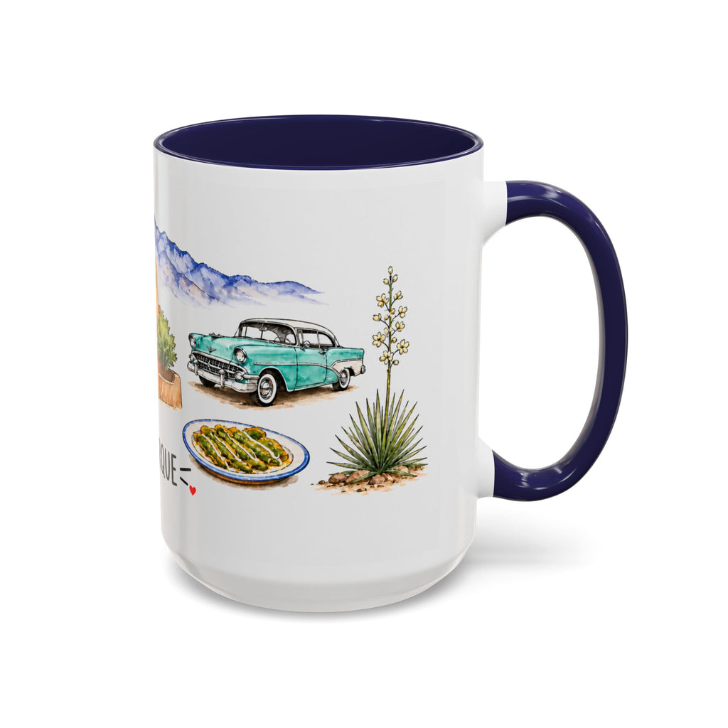 Albuquerque Illustrated Travel Mug | City Souvenir Accent Coffee Mug | 11oz 15oz Ceramic Cup