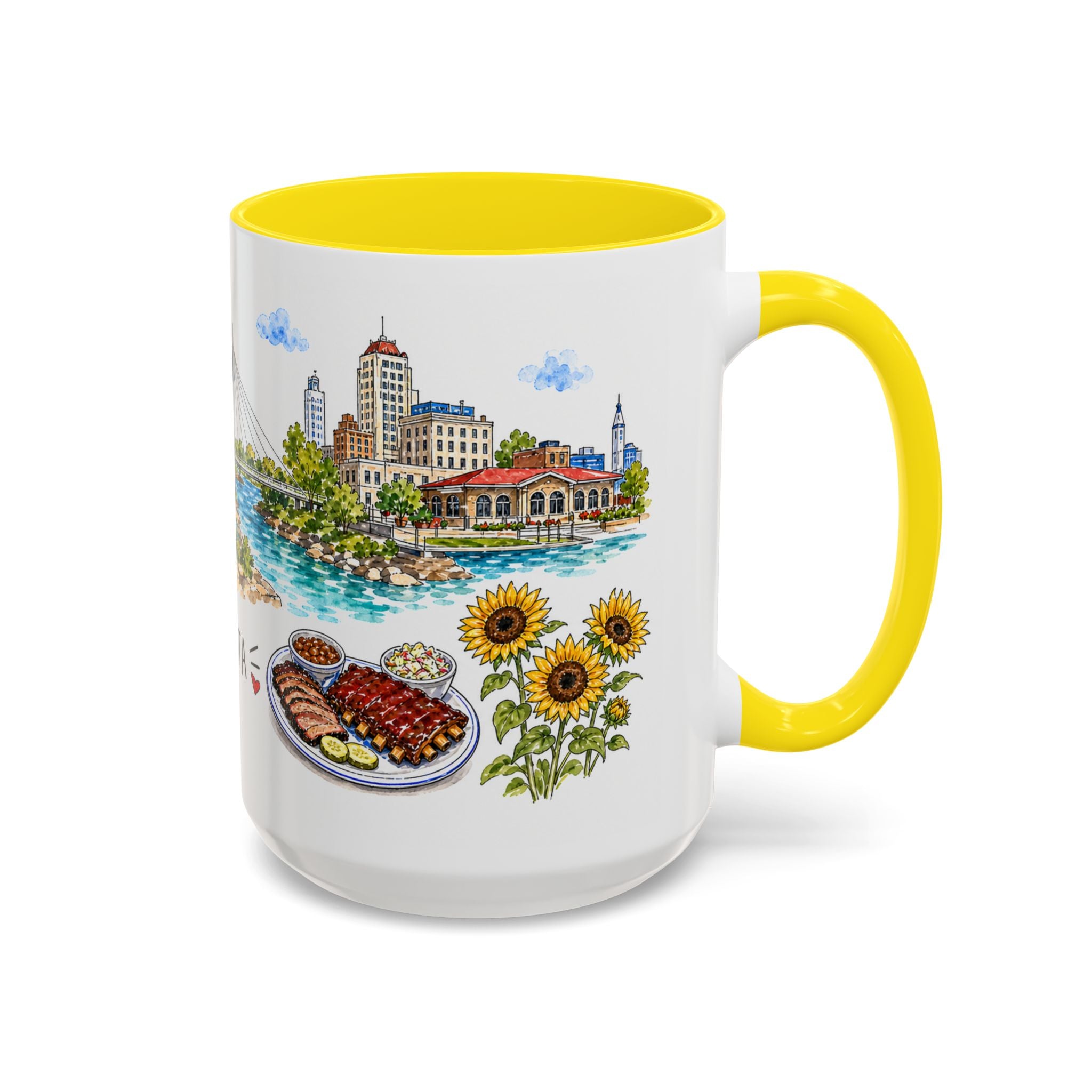 Wichita Illustrated Travel Mug | City Souvenir Accent Coffee Mug | 11oz 15oz Ceramic Cup