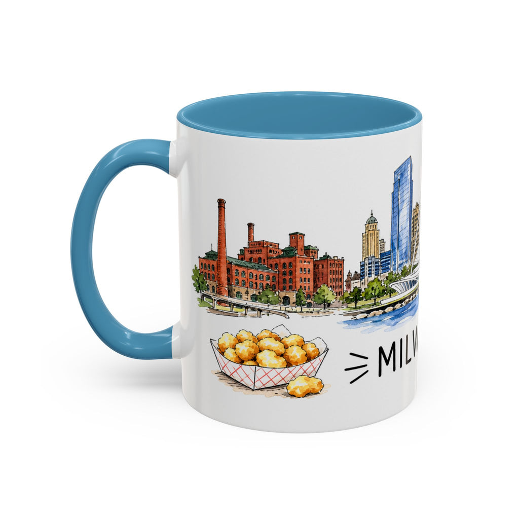 Milwaukee Illustrated Travel Mug | City Souvenir Accent Coffee Mug | 11oz 15oz Ceramic Cup