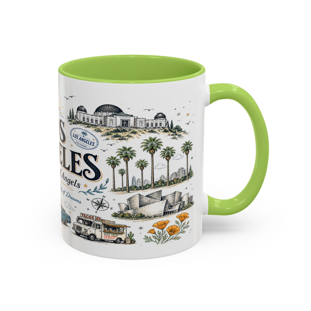 Los Angeles Coffee Mug | California Souvenir City Gift | Accent Color Ceramic 11oz 15oz