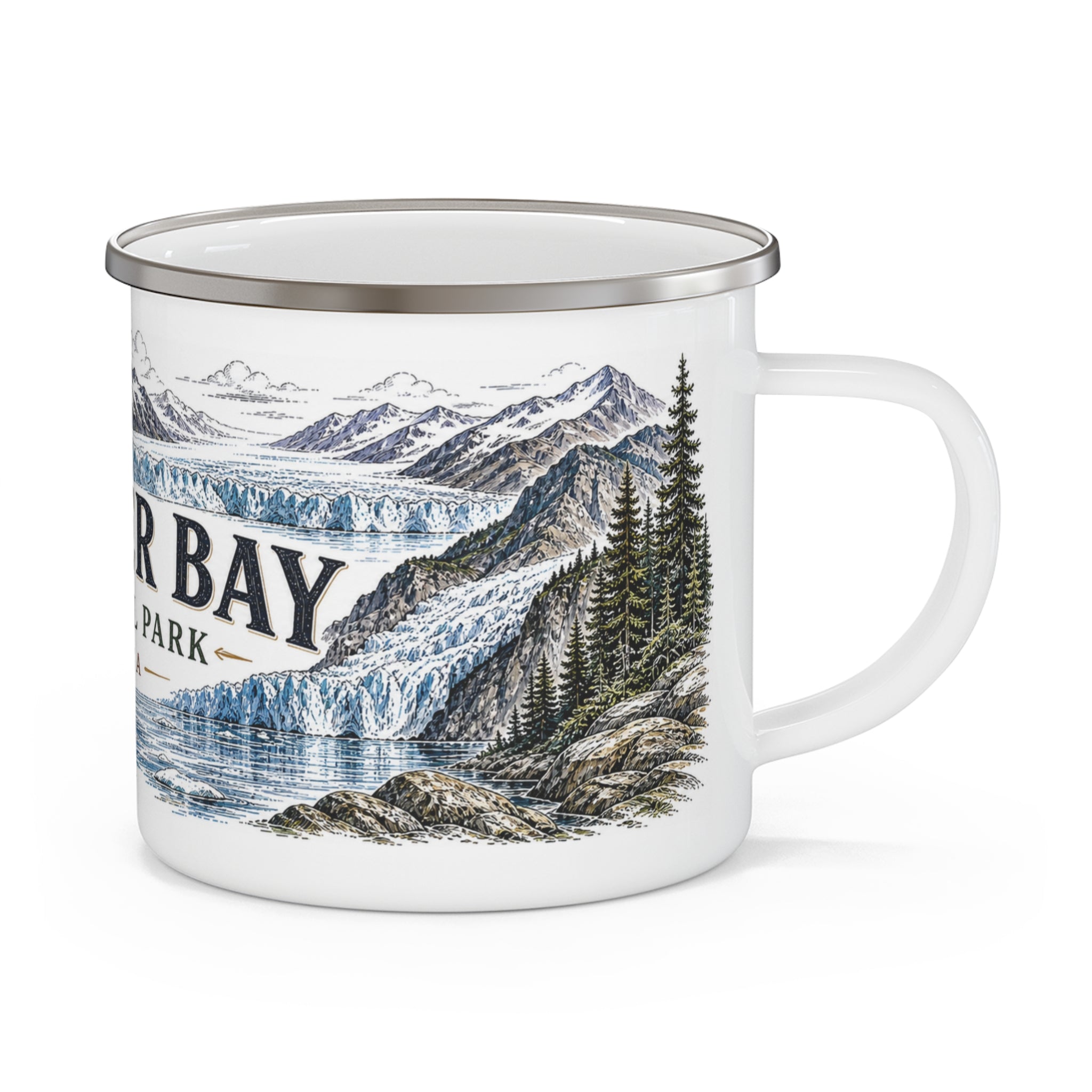 Glacier Bay National Park Vintage Enamel Camping Mug | 12oz National Park Hiking Gift