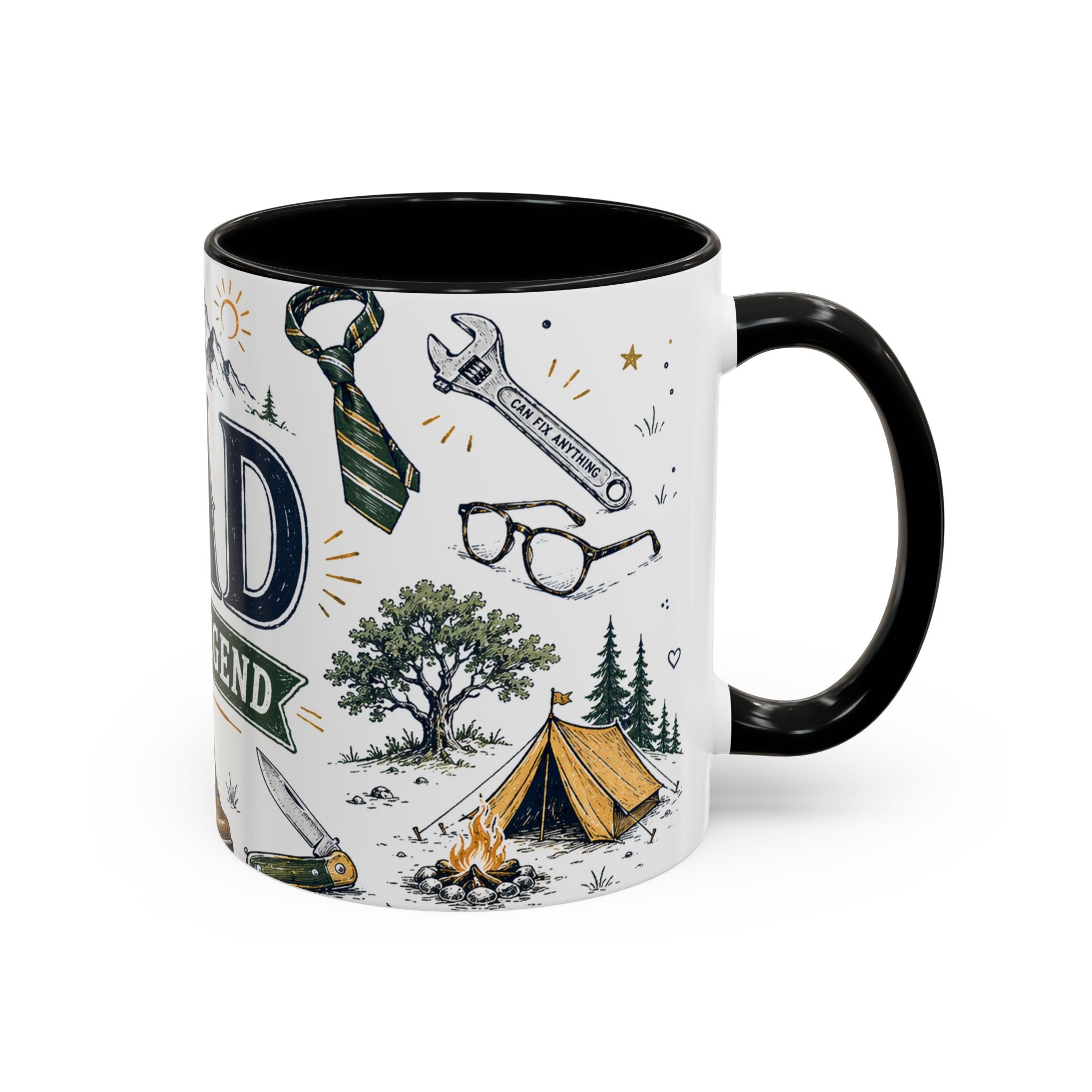 Dad The Legend Coffee Mug | Father's Day Gift for Dad | Accent Color Ceramic 11oz 15oz