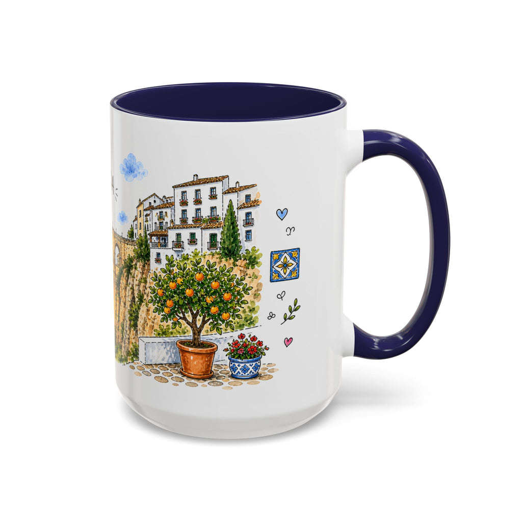 Ronda Illustrated Travel Mug | Spain Souvenir Accent Coffee Mug | 11oz 15oz Ceramic Cup