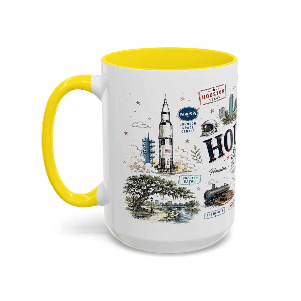 Houston Coffee Mug | Texas Souvenir City Gift | Accent Color Ceramic 11oz 15oz