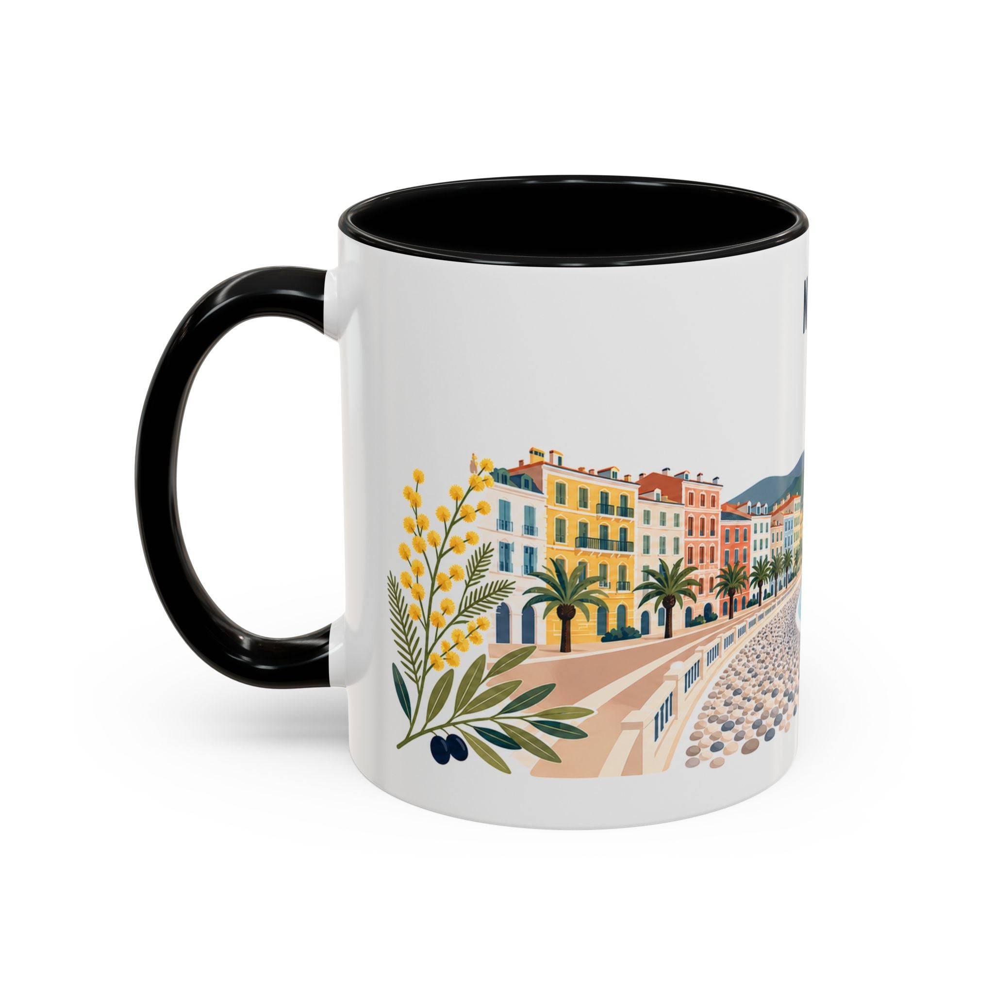 Nice Coffee Mug | France Travel Souvenir | Porcelain Decal City Gift | 11oz 15oz Accent Mug