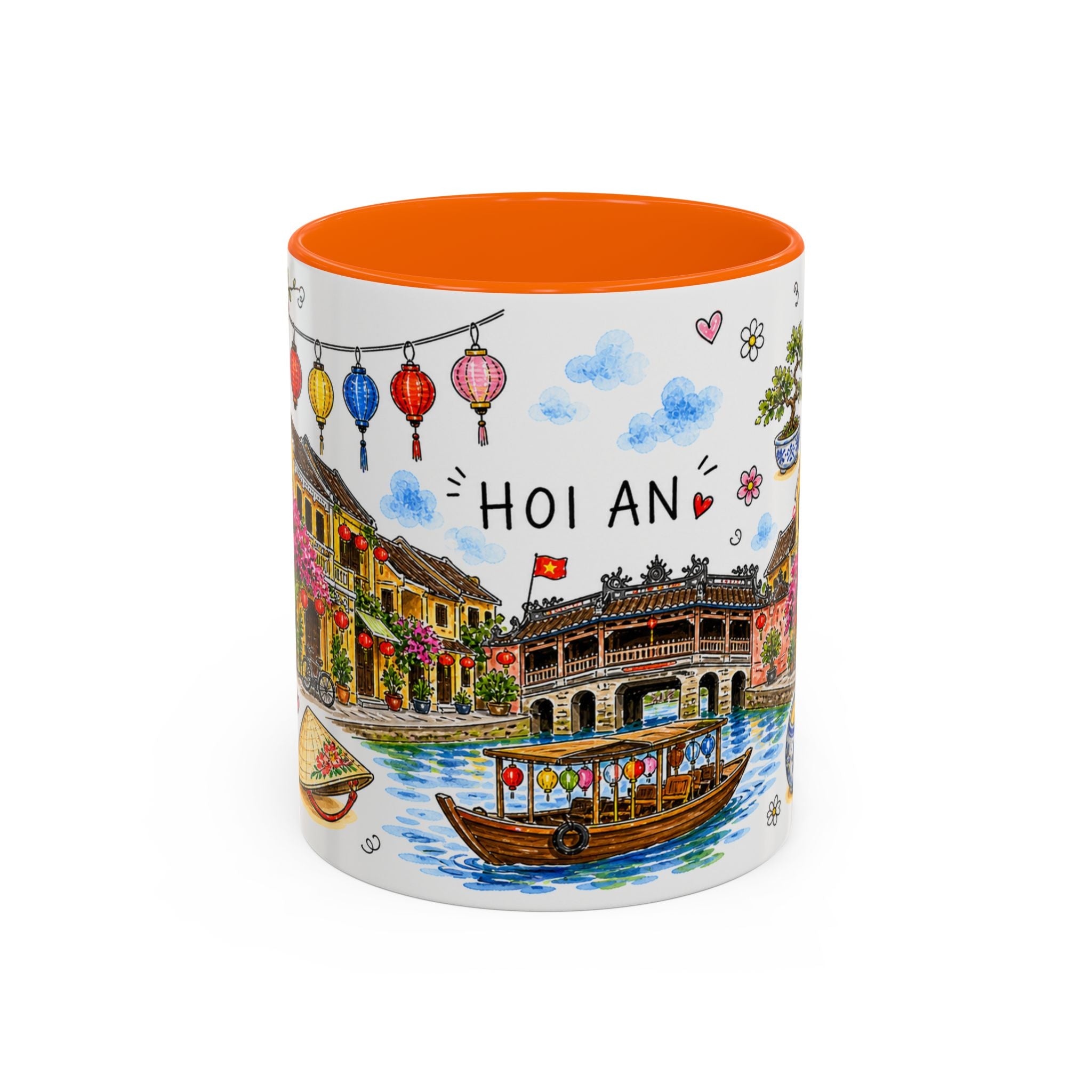 Hoi An Illustrated Travel Mug | City Souvenir Accent Coffee Mug | 11oz 15oz Ceramic Cup