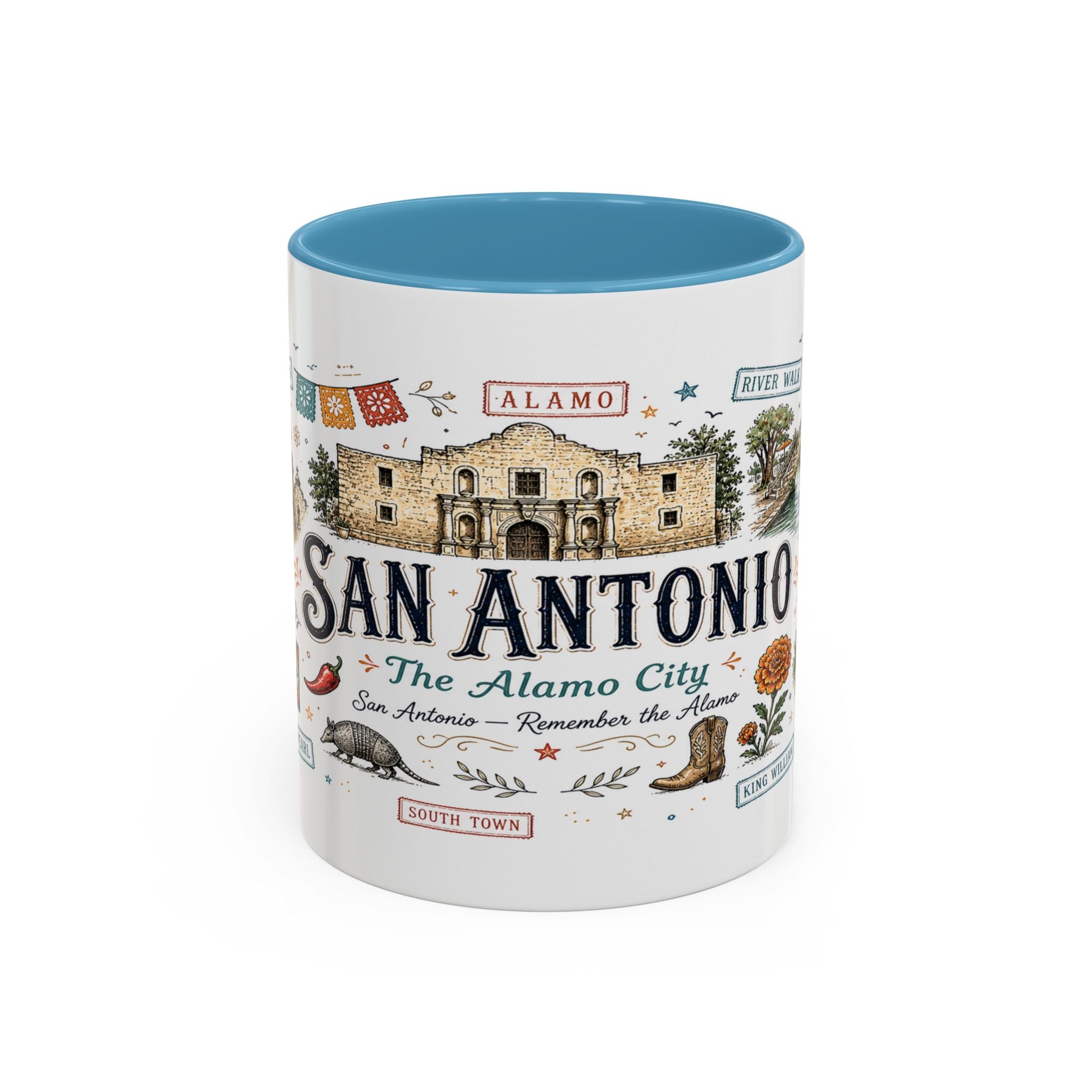 San Antonio Coffee Mug | Texas Souvenir City Gift | Accent Color Ceramic 11oz 15oz