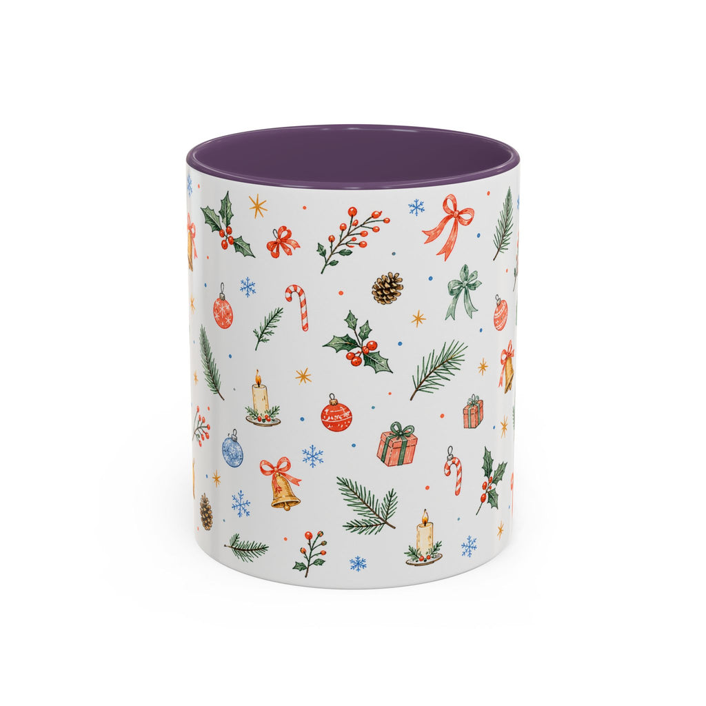 Christmas Bell Mug | Ribbon Gift Watercolor Holiday Cup | Accent Coffee Mug 11oz 15oz