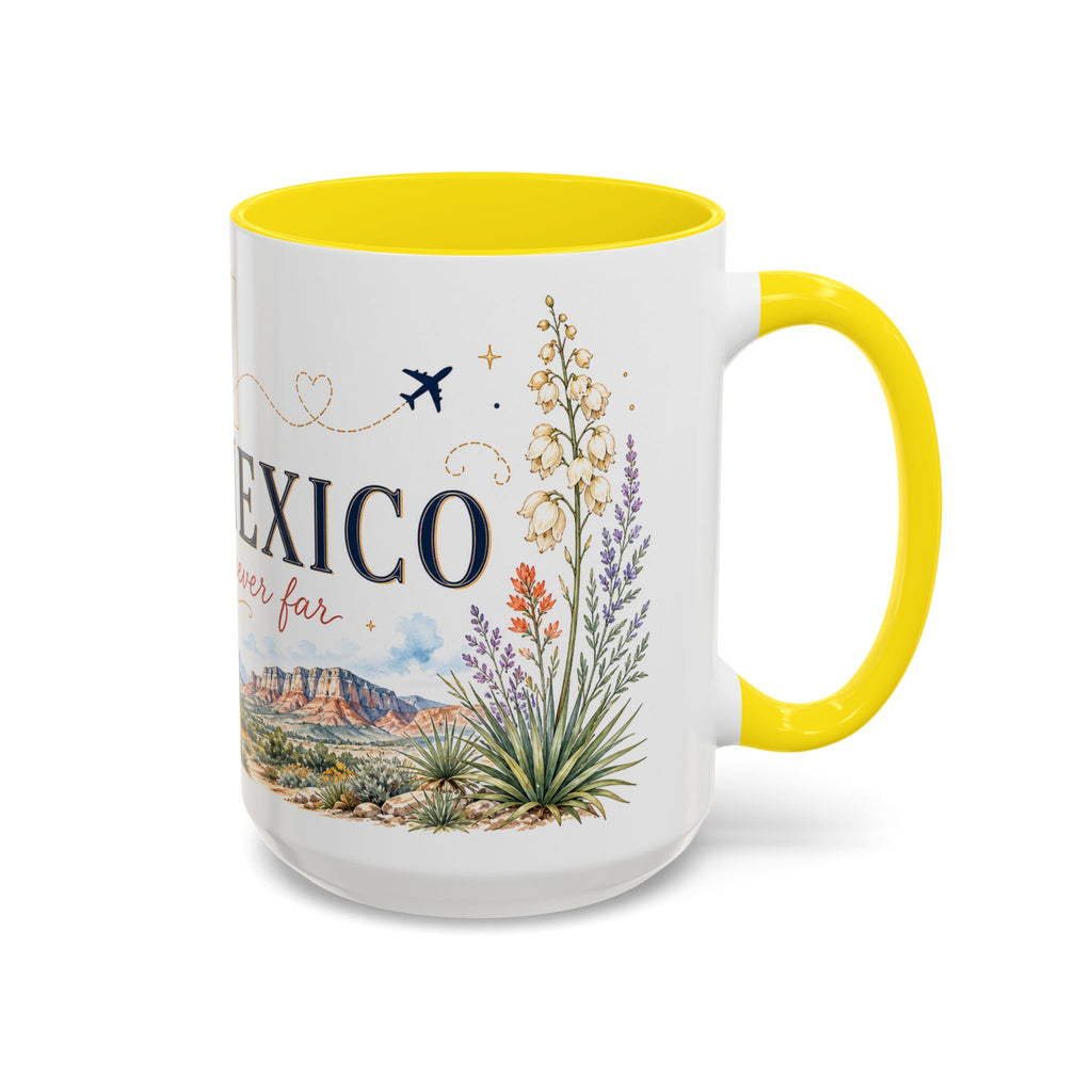 New Mexico State Map Mug | Desert Scenery, Yucca Flower Accent Coffee Cup