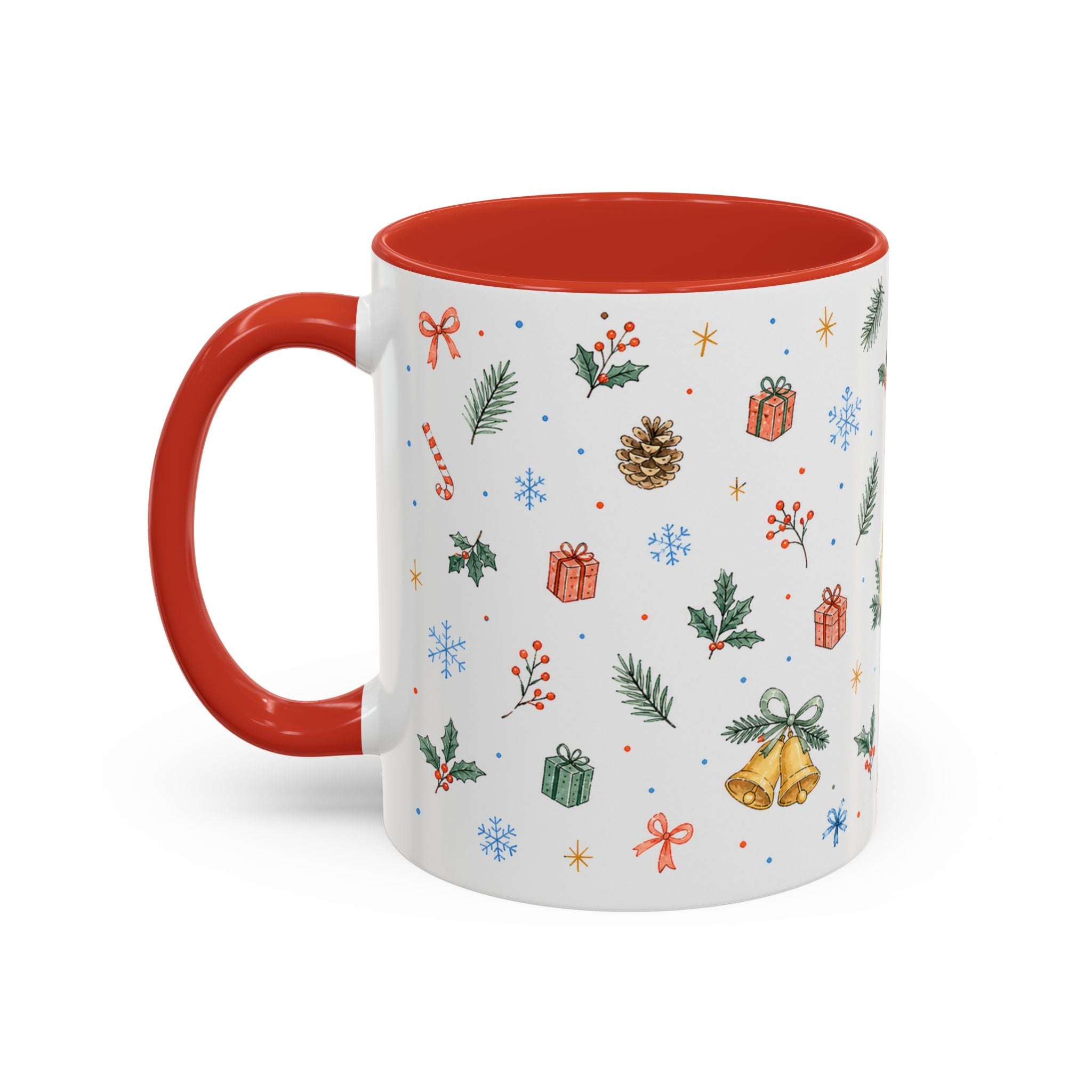 Christmas Candle Mug | Holly Wreath Watercolor Holiday Gift | Accent Cup 11oz 15oz