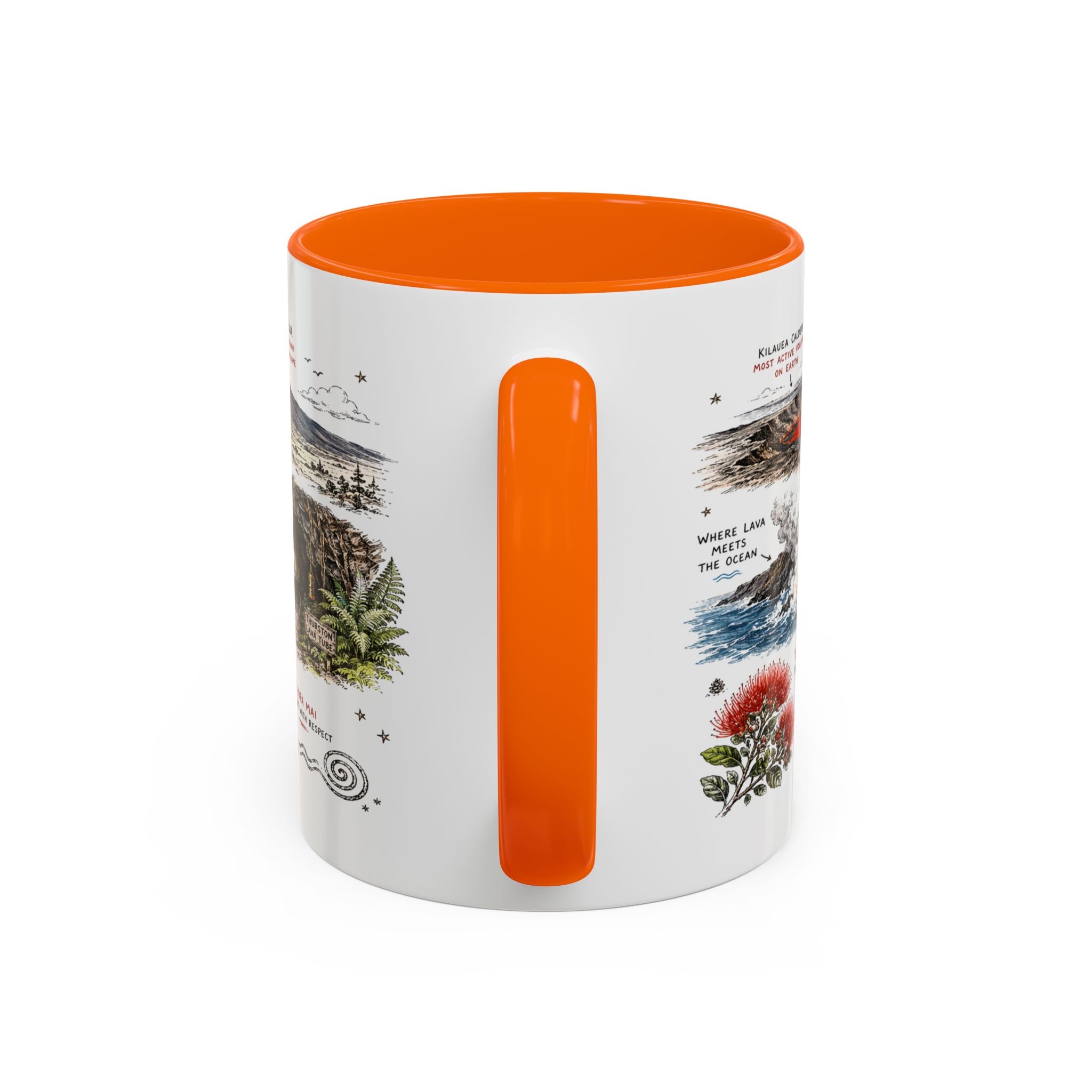 Hawaii Volcanoes National Park Coffee Mug | Hawaii Big Island Lava Volcano Gift | Accent Color Ceramic 11oz 15oz