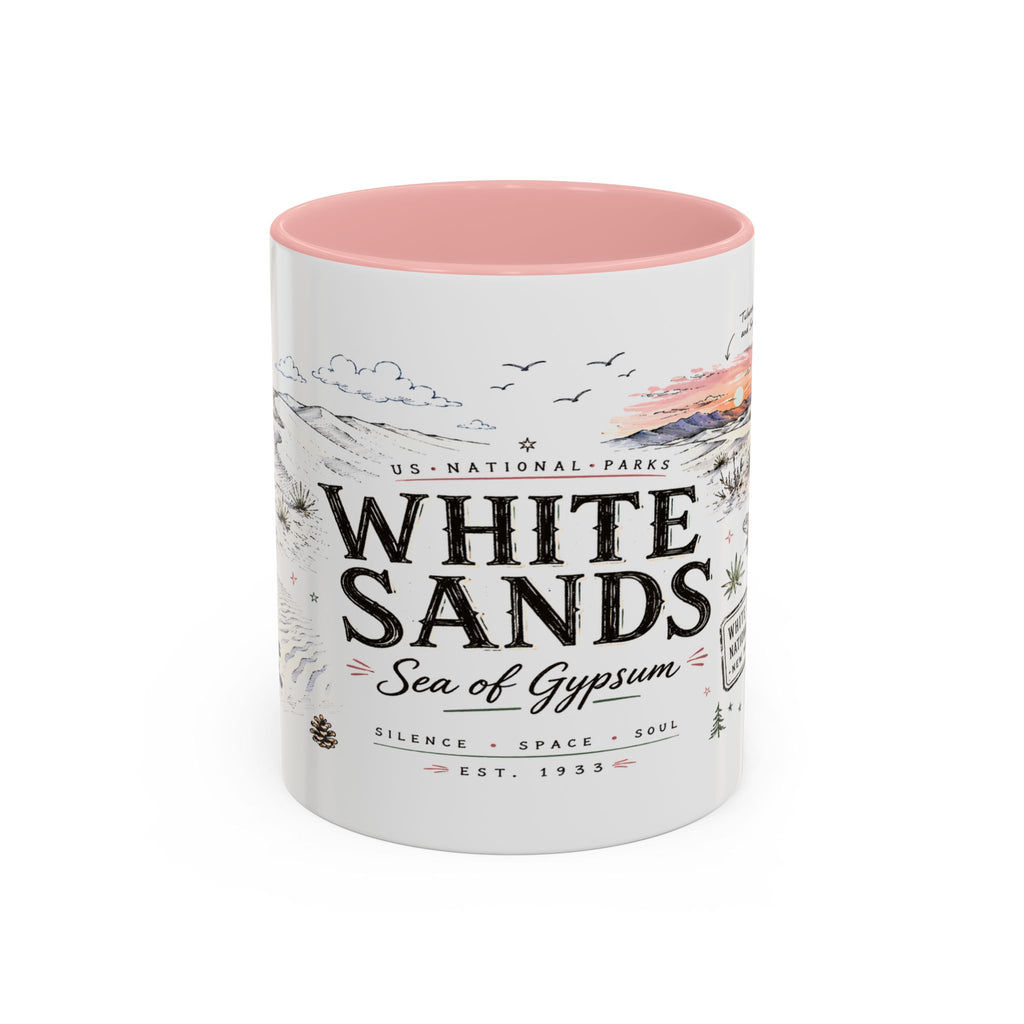 White Sands National Park Coffee Mug | New Mexico Desert Sand Dunes Gift | Accent Color Ceramic 11oz 15oz