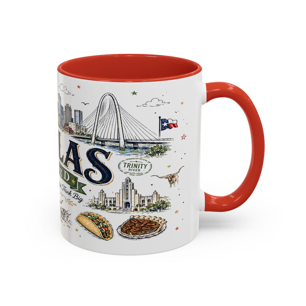Dallas Coffee Mug | Texas Souvenir City Gift | Accent Color Ceramic 11oz 15oz
