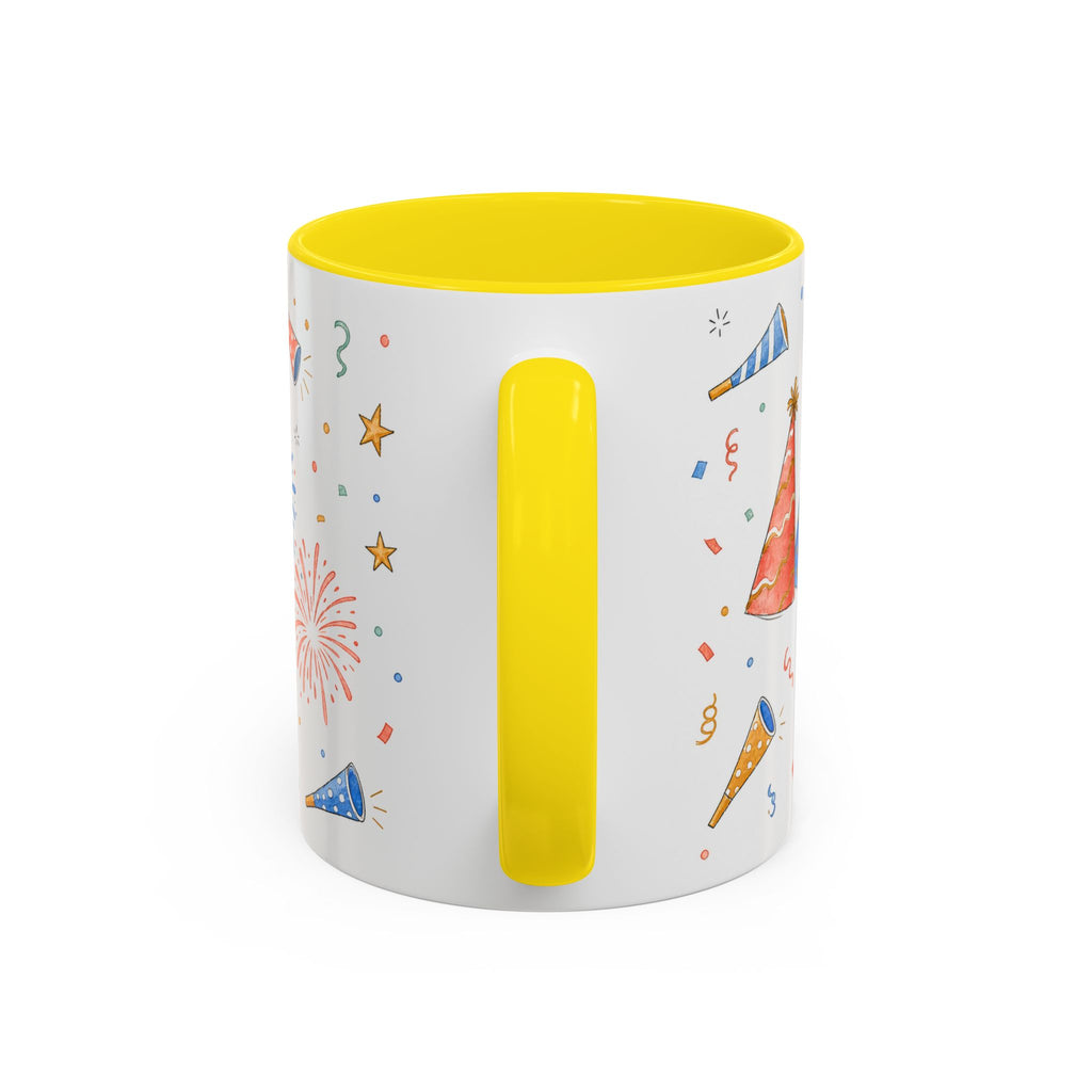 New Year Confetti Mug | Party Popper Watercolor Celebration Gift | Accent Cup 11oz 15oz