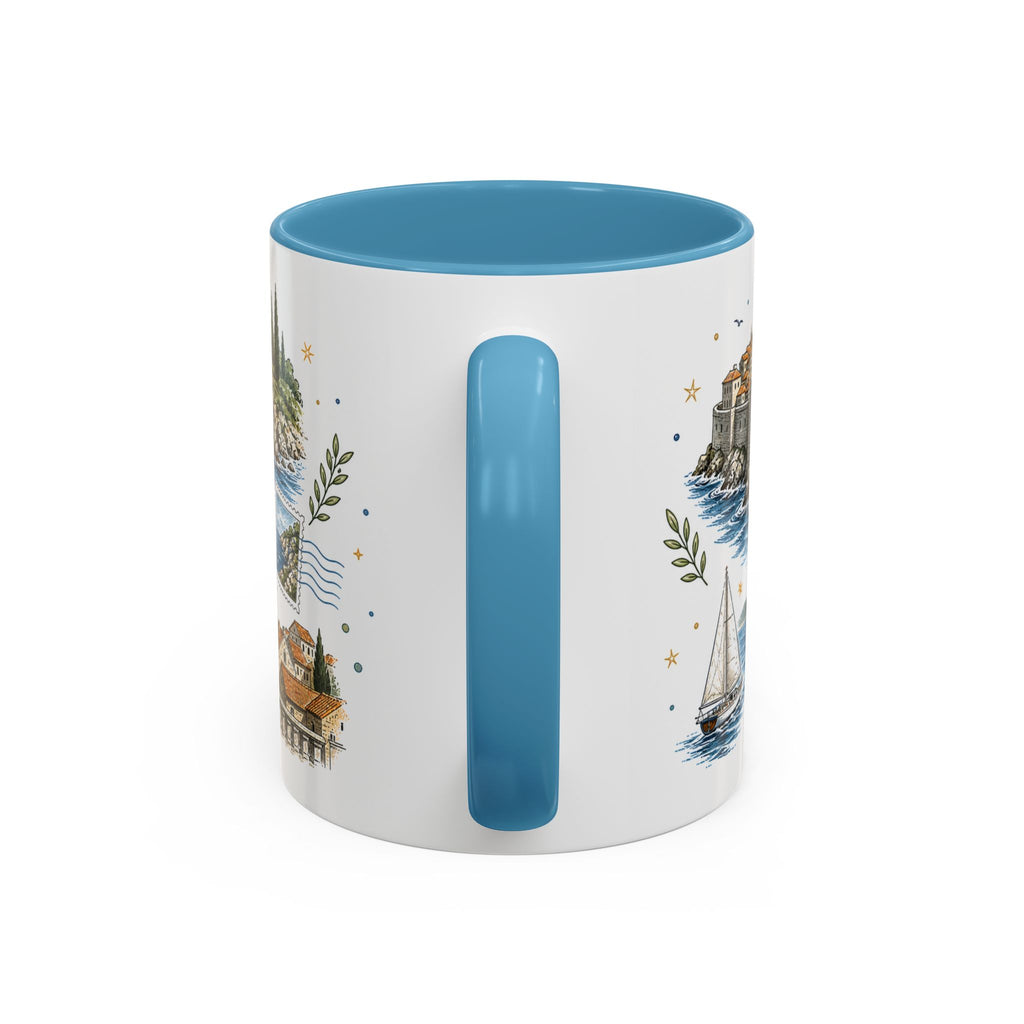 Dubrovnik Coast Coffee Mug | Travel Destination Souvenir Gift | Accent Color Ceramic 11oz 15oz