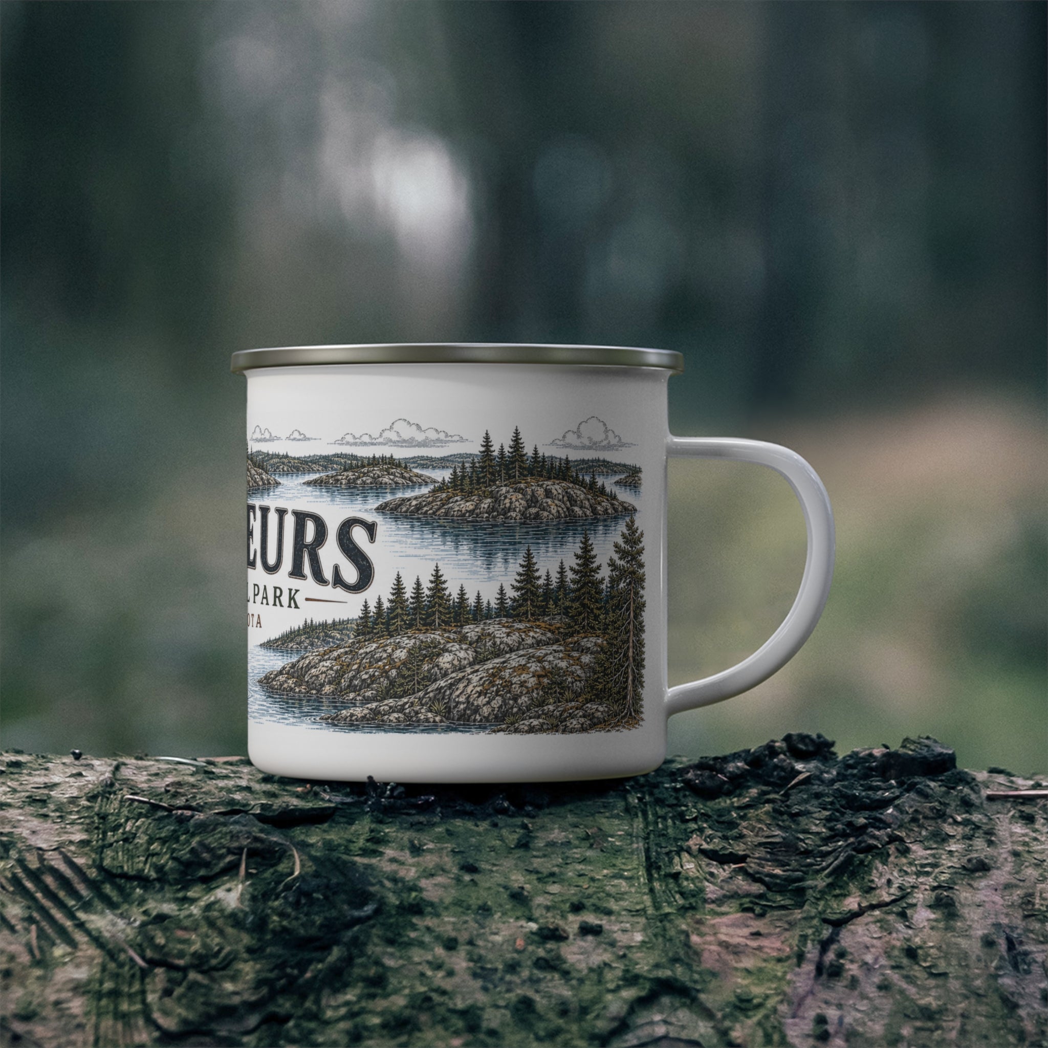 Voyageurs National Park Vintage Enamel Camping Mug | 12oz National Park Hiking Gift