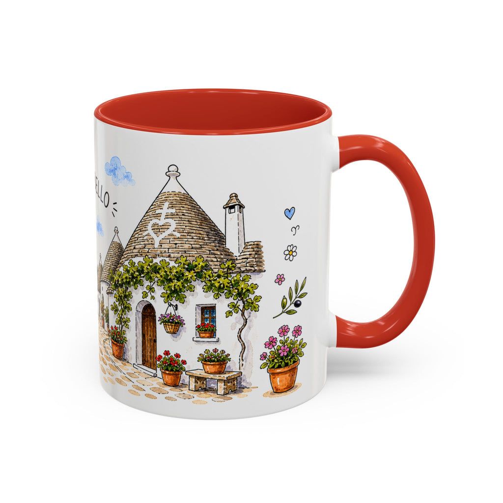 Alberobello Illustrated Travel Mug | Italy Souvenir Accent Coffee Mug | 11oz 15oz Ceramic Cup