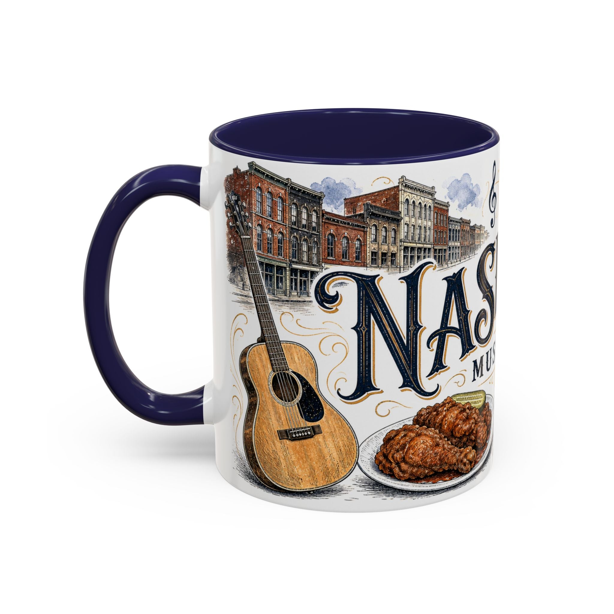 Nashville Coffee Mug | United States Travel Souvenir | Vintage Illustrated City Gift | 11 oz 15 oz Accent Mug