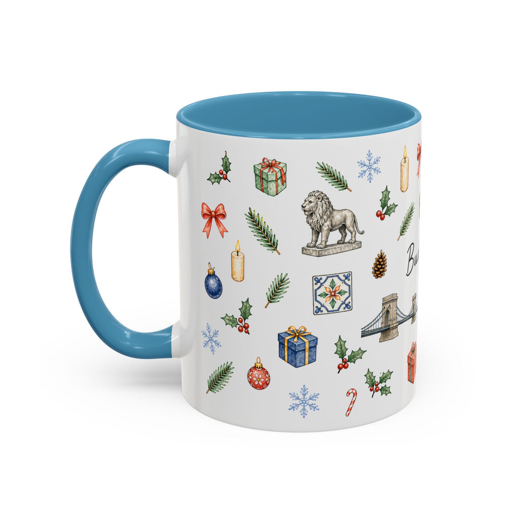 Budapest Christmas Mug | Watercolor City Souvenir | Ceramic Coffee Cup (11oz 15oz)