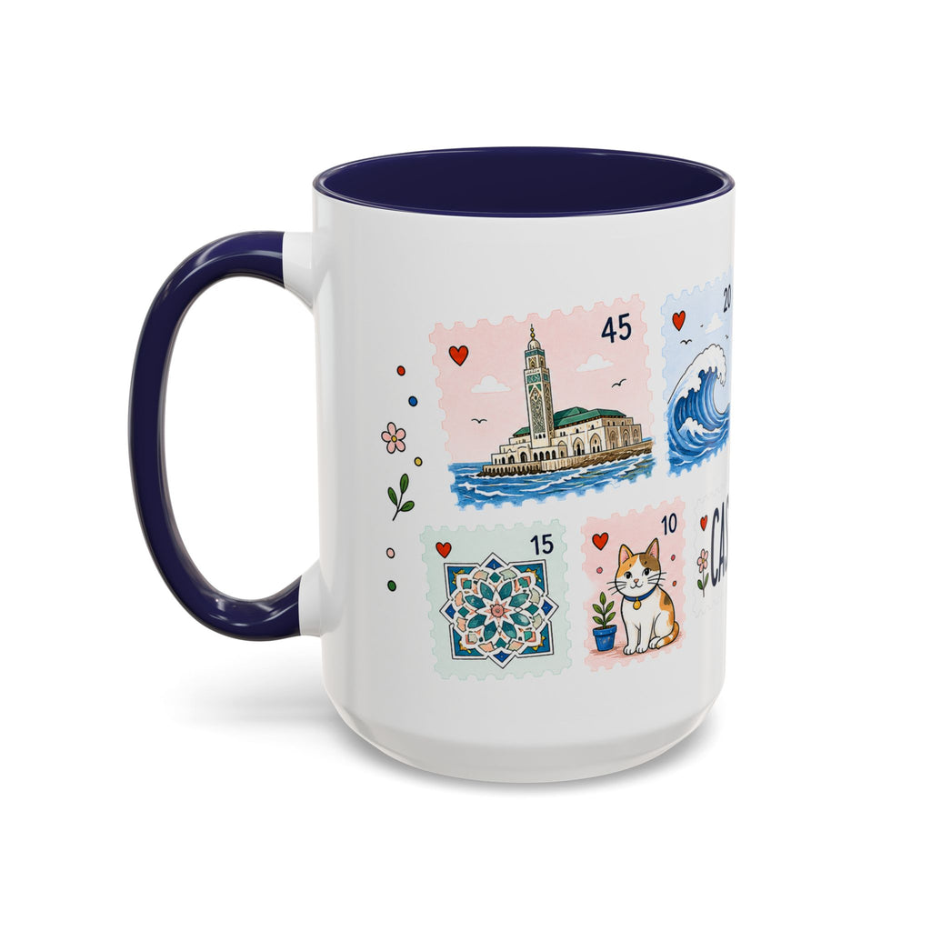 Casablanca Coffee Mug | Postage Stamp Collage Mug | Travel Souvenir Accent Cup 11oz 15oz