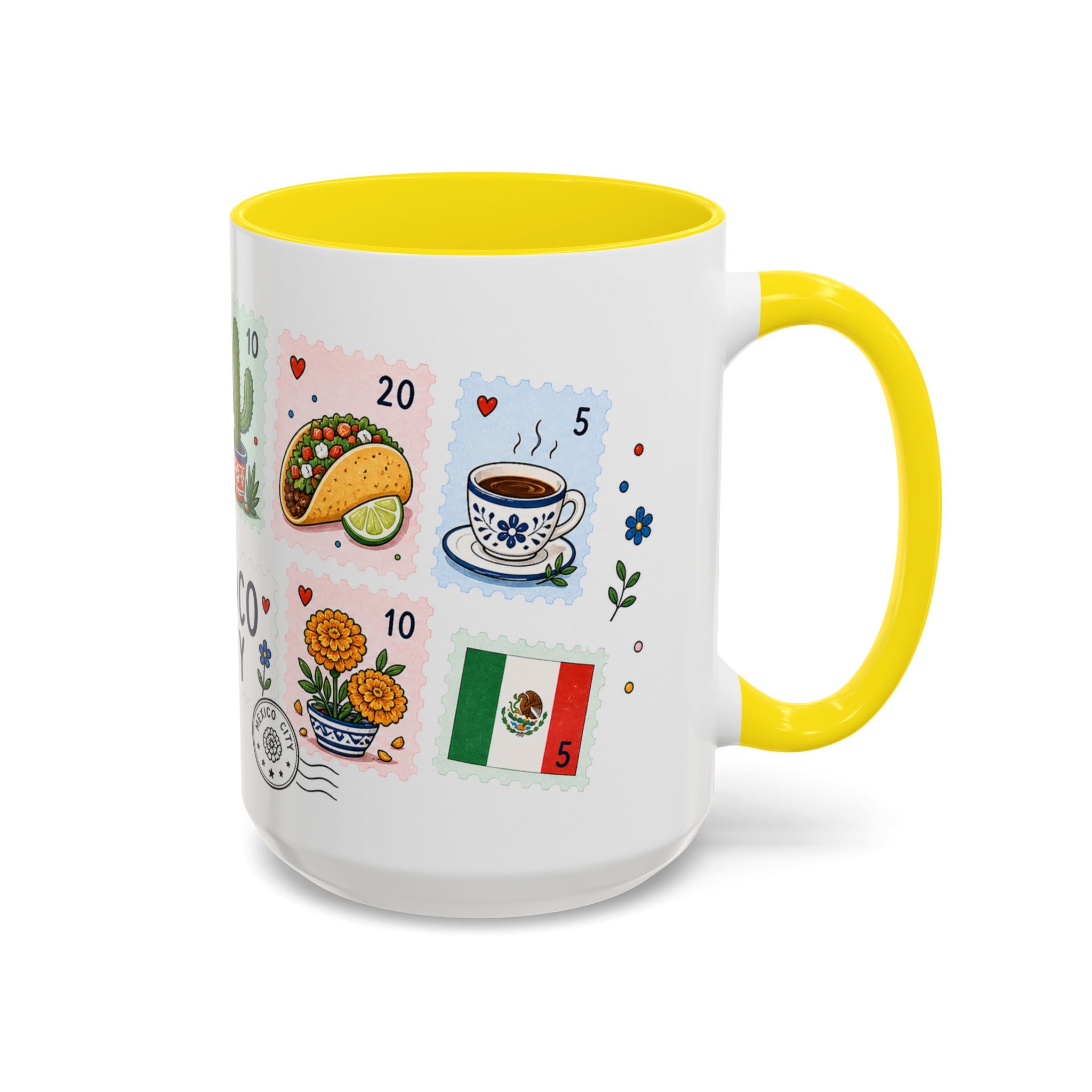 Mexico City Coffee Mug | Postage Stamp Collage Mug | Travel Souvenir Accent Cup 11oz 15oz