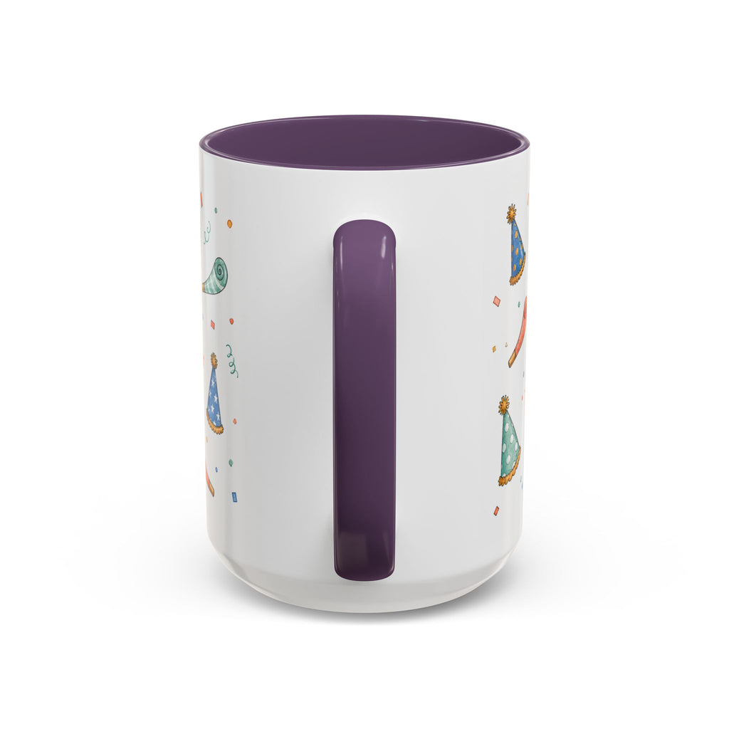 New Year Party Mug | Balloon Popper Watercolor Celebration Gift | Accent Cup 11oz 15oz