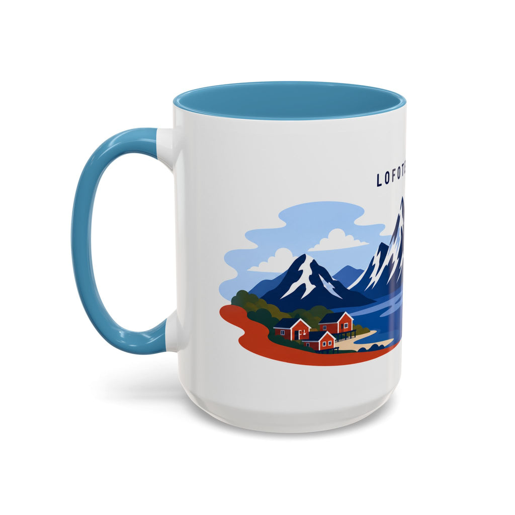 Lofoten Islands Coffee Mug | Travel Destination Souvenir Gift | Accent Color Ceramic 11oz 15oz