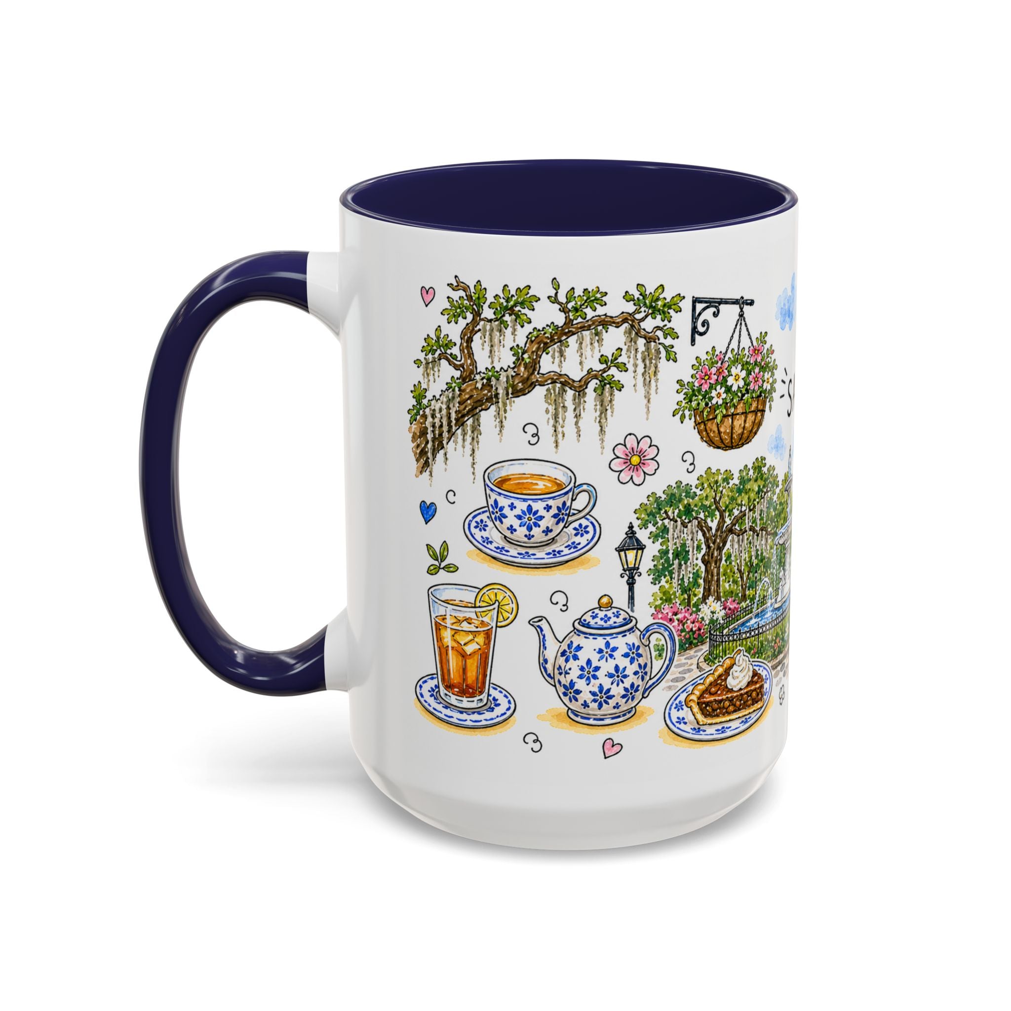 Savannah Illustrated Travel Mug | City Souvenir Accent Coffee Mug | 11oz 15oz Ceramic Cup