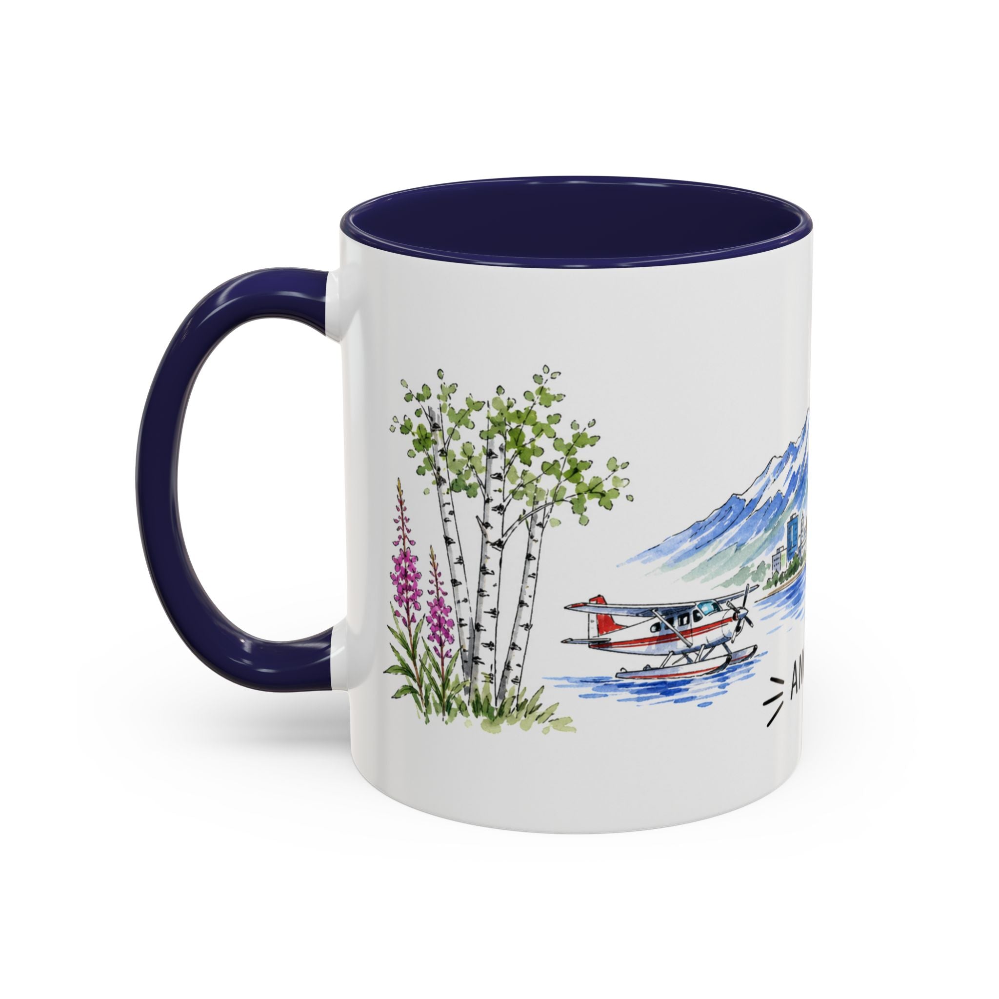 Anchorage Illustrated Travel Mug | City Souvenir Accent Coffee Mug | 11oz 15oz Ceramic Cup