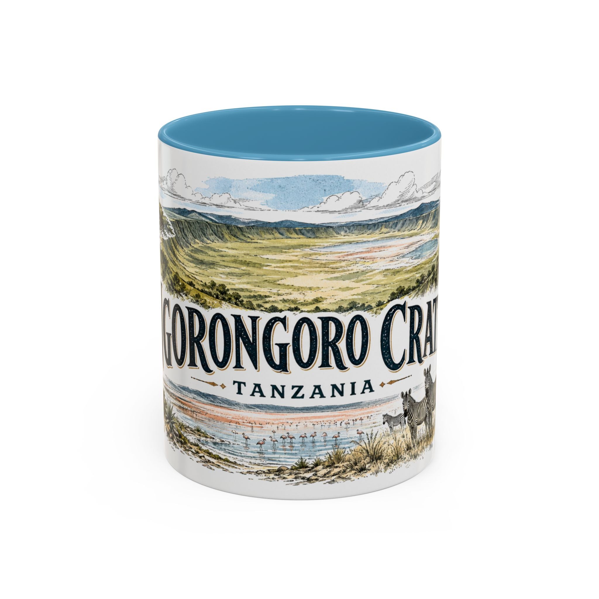 Ngorongoro Crater Mug, Tanzania Travel Souvenir, Bucket List Gift, Accent Ceramic Coffee Mug 11oz 15oz