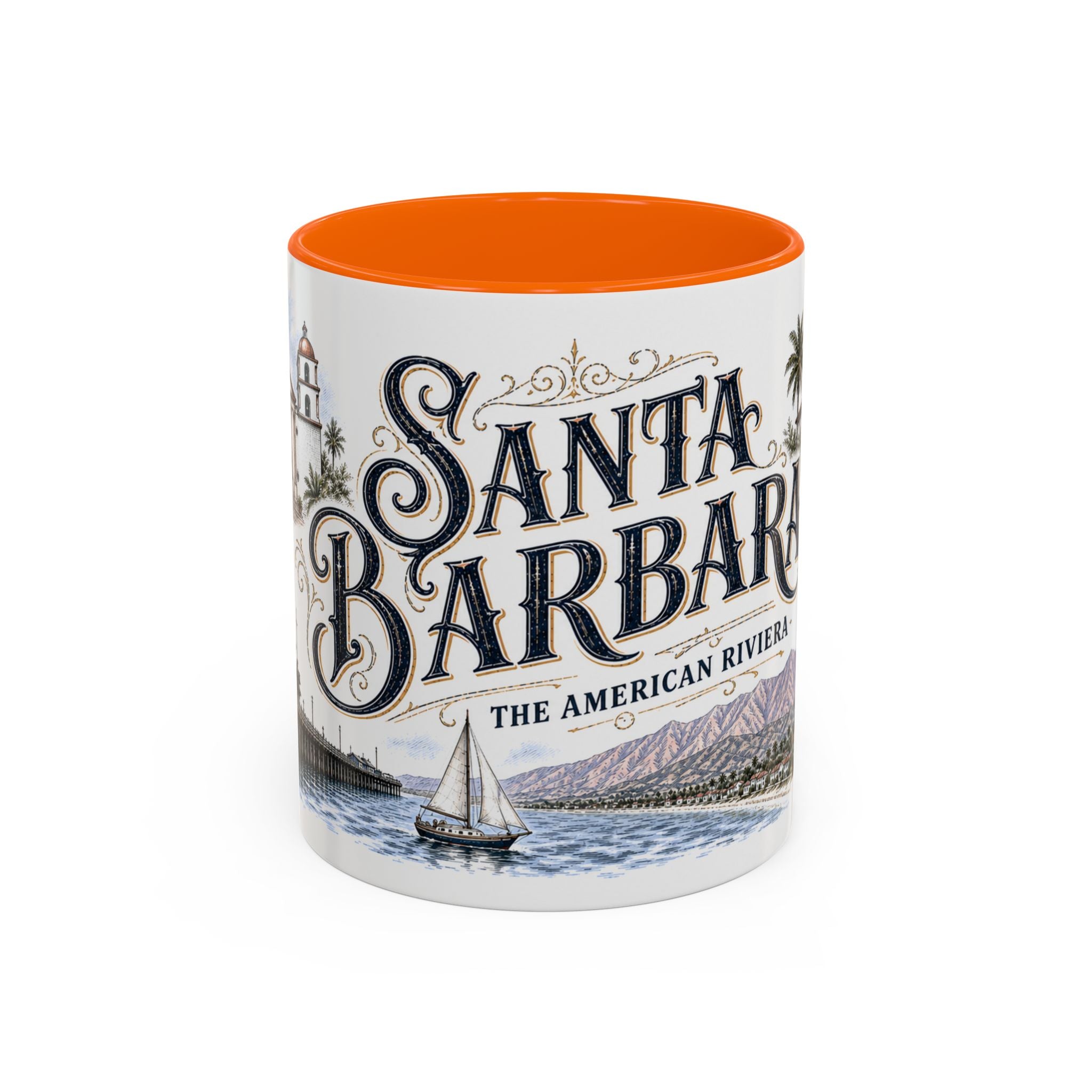 Santa Barbara Coffee Mug | United States Travel Souvenir | Vintage Illustrated City Gift | 11 oz 15 oz Accent Mug