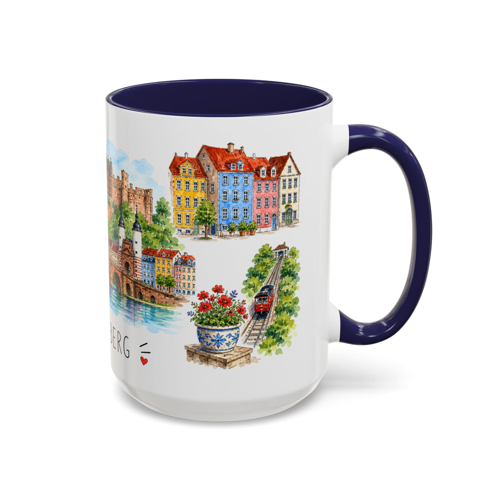 Heidelberg Illustrated Travel Mug | City Souvenir Accent Coffee Mug | 11oz 15oz Ceramic Cup